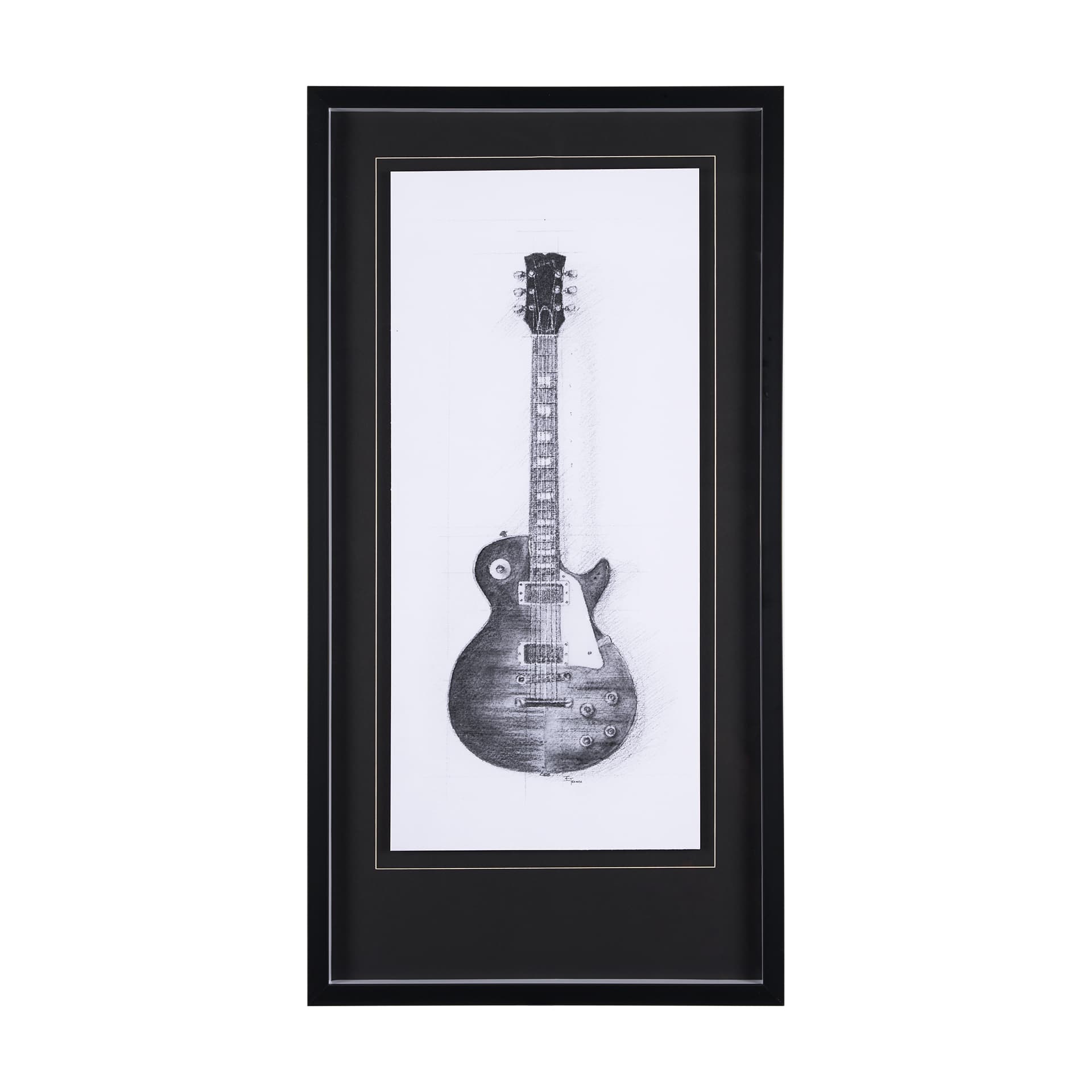 Guitar III by Mercana Studio a Hand Embellished Textured Framed Art Print Matted under Glass — product photograph