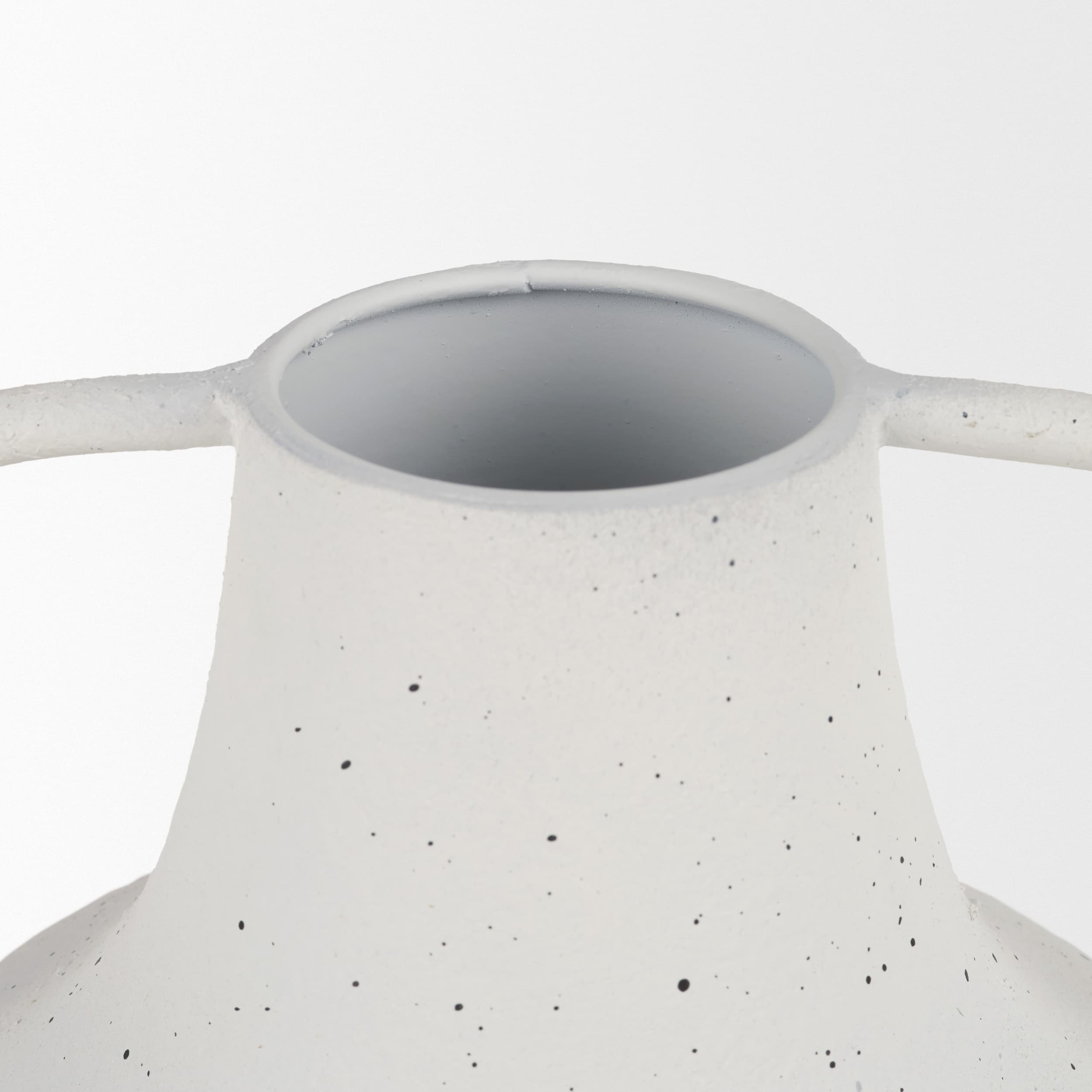 Treva Tall White w/ Black Speckles Metal Vase — product photograph