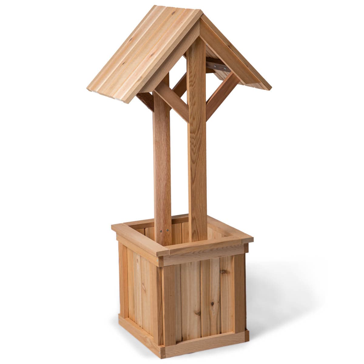 4-Ft Wishing Well Cedar Planter Box — product photograph