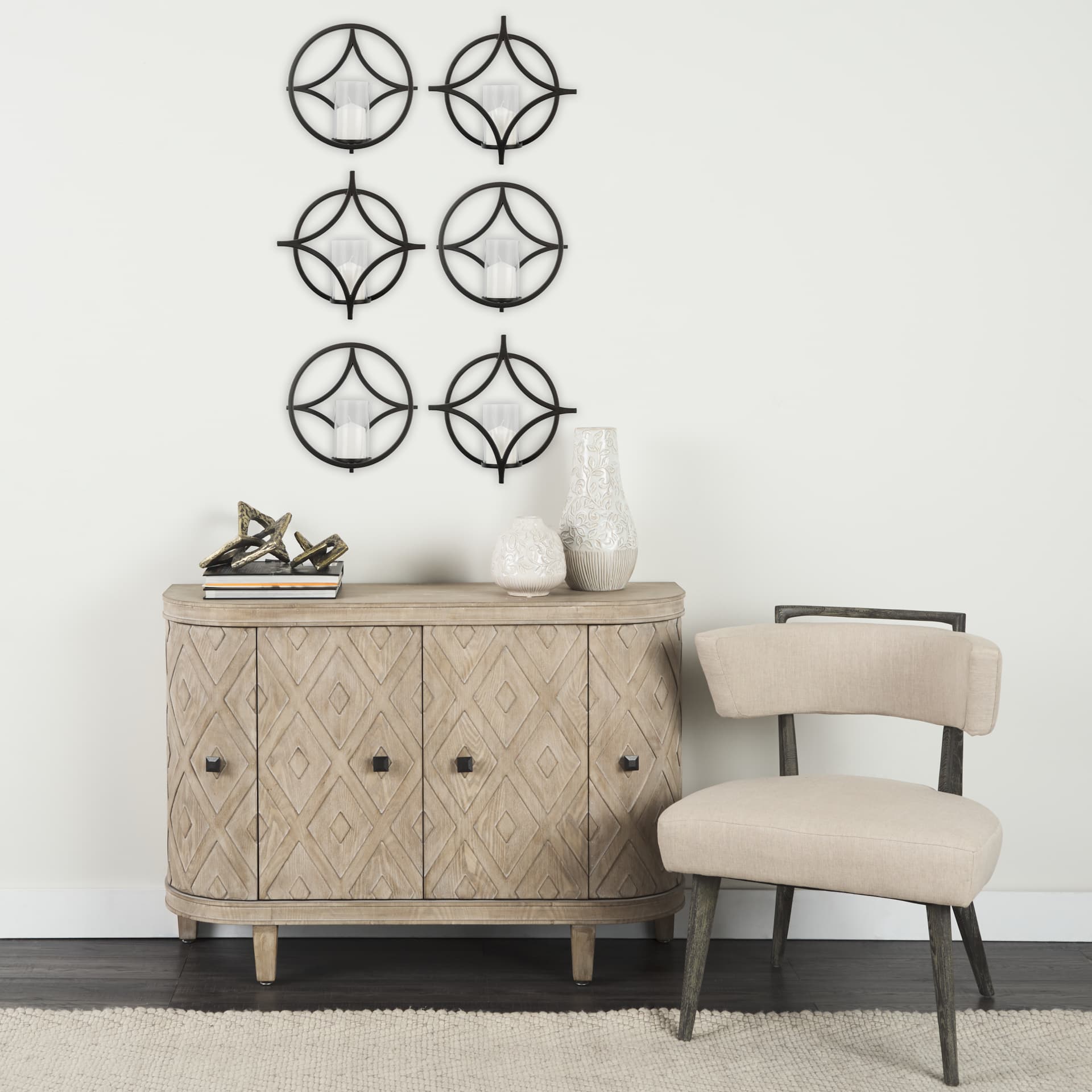 Lyra I Black Wall Candle Holder — in a styled room