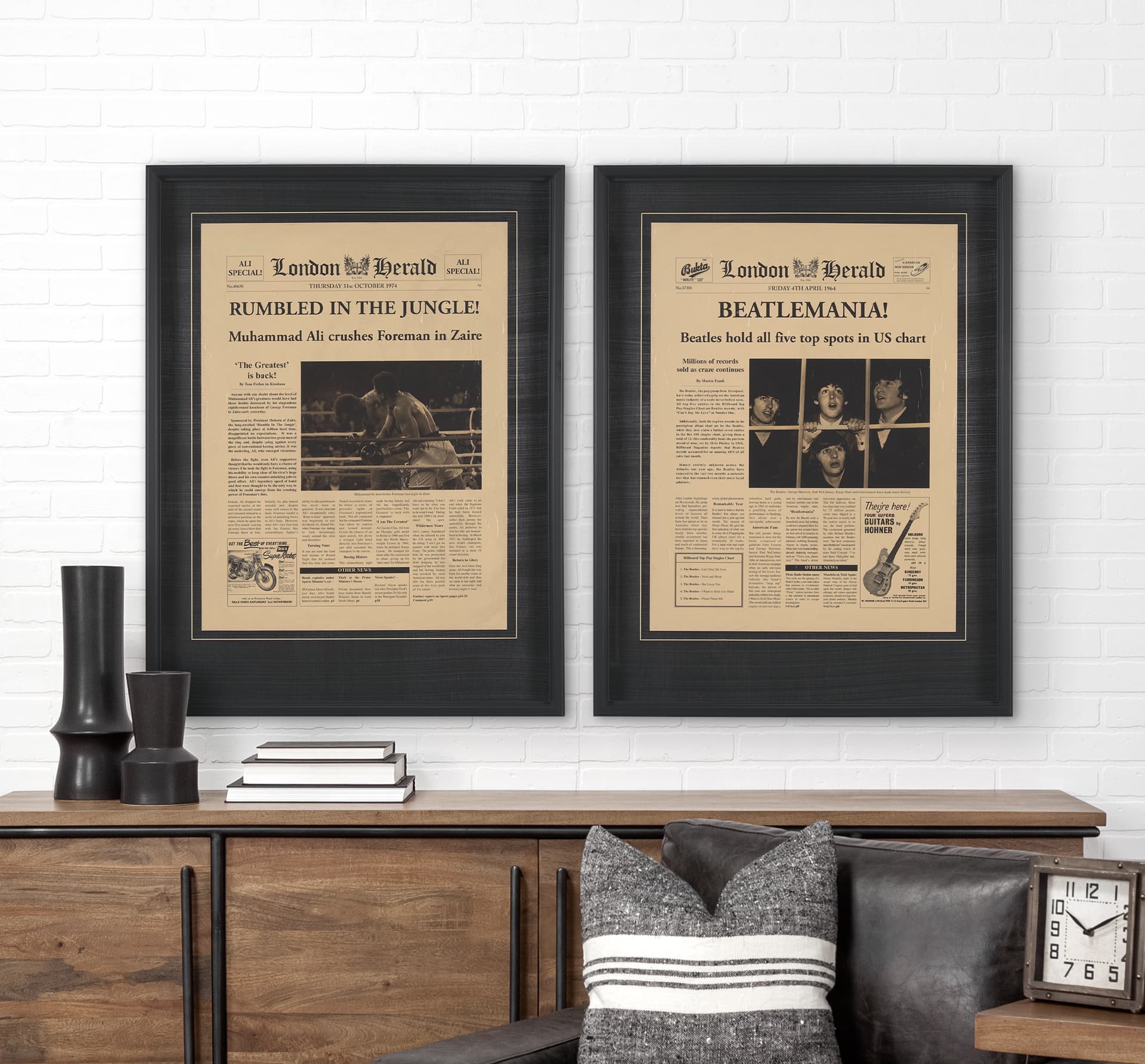 Rumbled In The Jungle! by The Vintage Collection a Hand Embellished Framed Art Print Matted under Gl — in a styled room