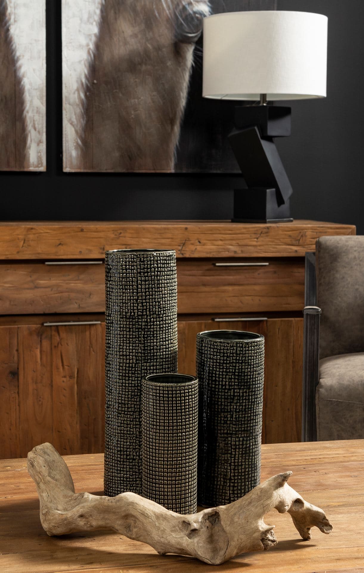 Kona II Medium Black/Gold Ceramic Vase — product photograph
