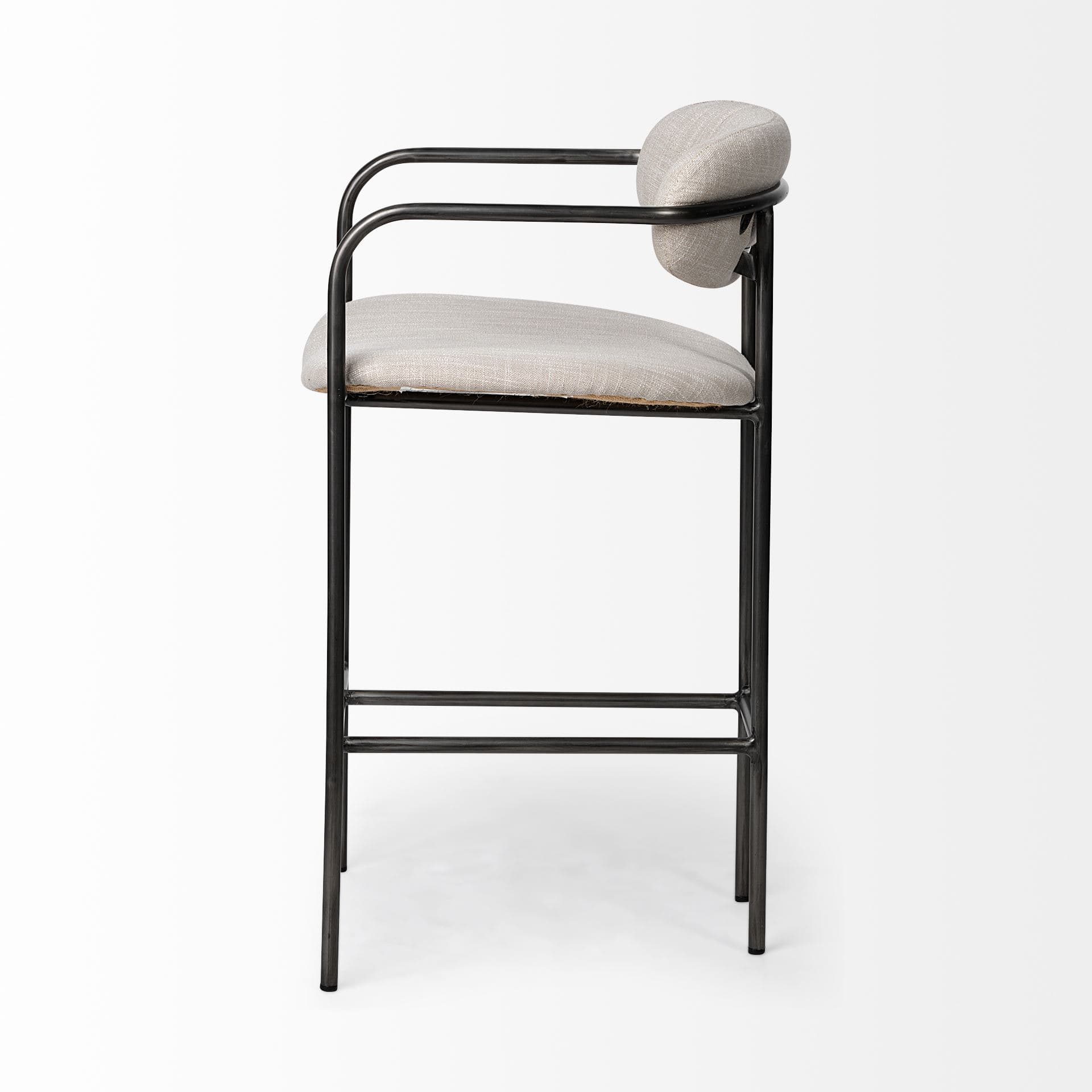 Parker Backless 36in Seat Counter Stool | Beige Fabric w/ Grey Metal — product photograph