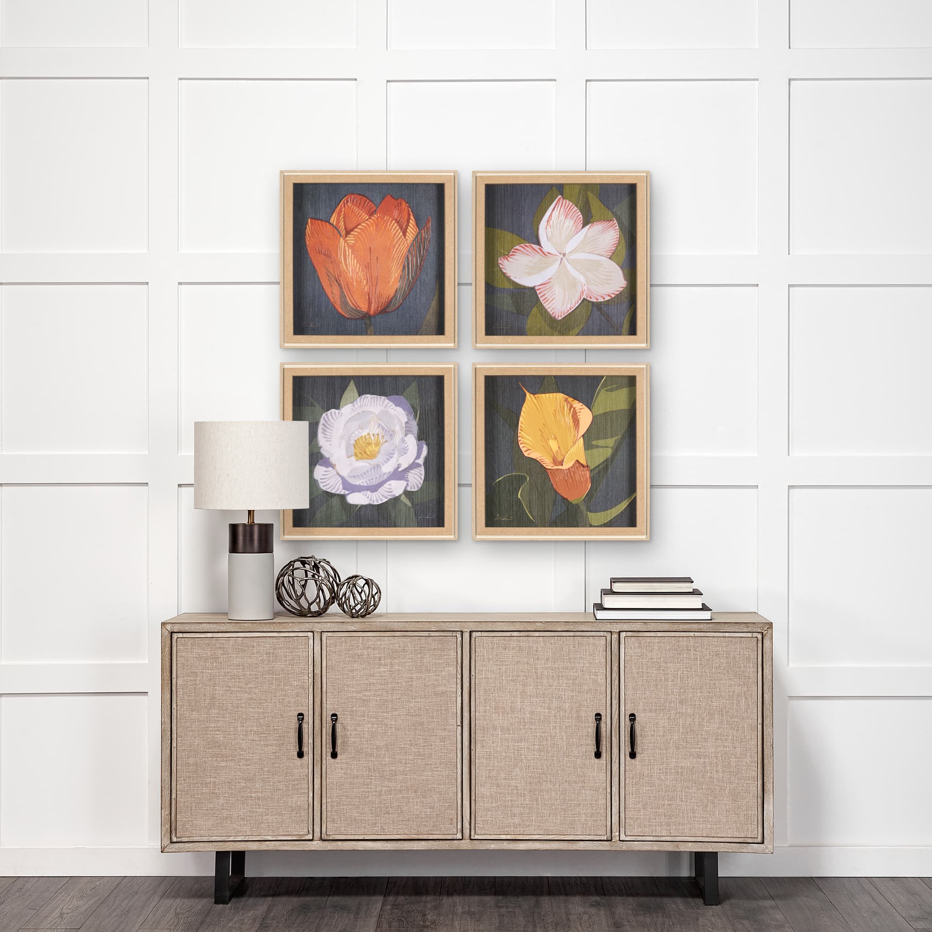 Flower Portrait III (FRANGIPANI) by Mercana Studio a Hand Embellished Textured Framed Art Print — in a styled room