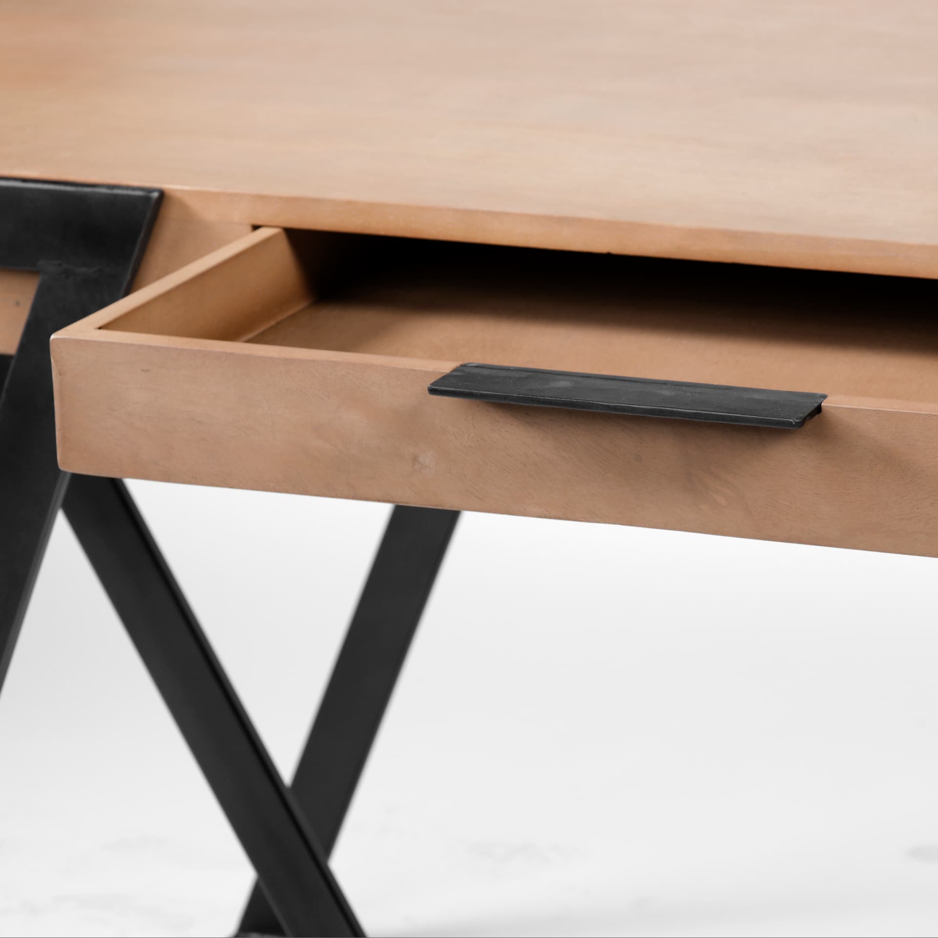 Steinbeck 61L x 28.75W x 30H Light Brown Wooden Iron Frame Office Desk — product photograph