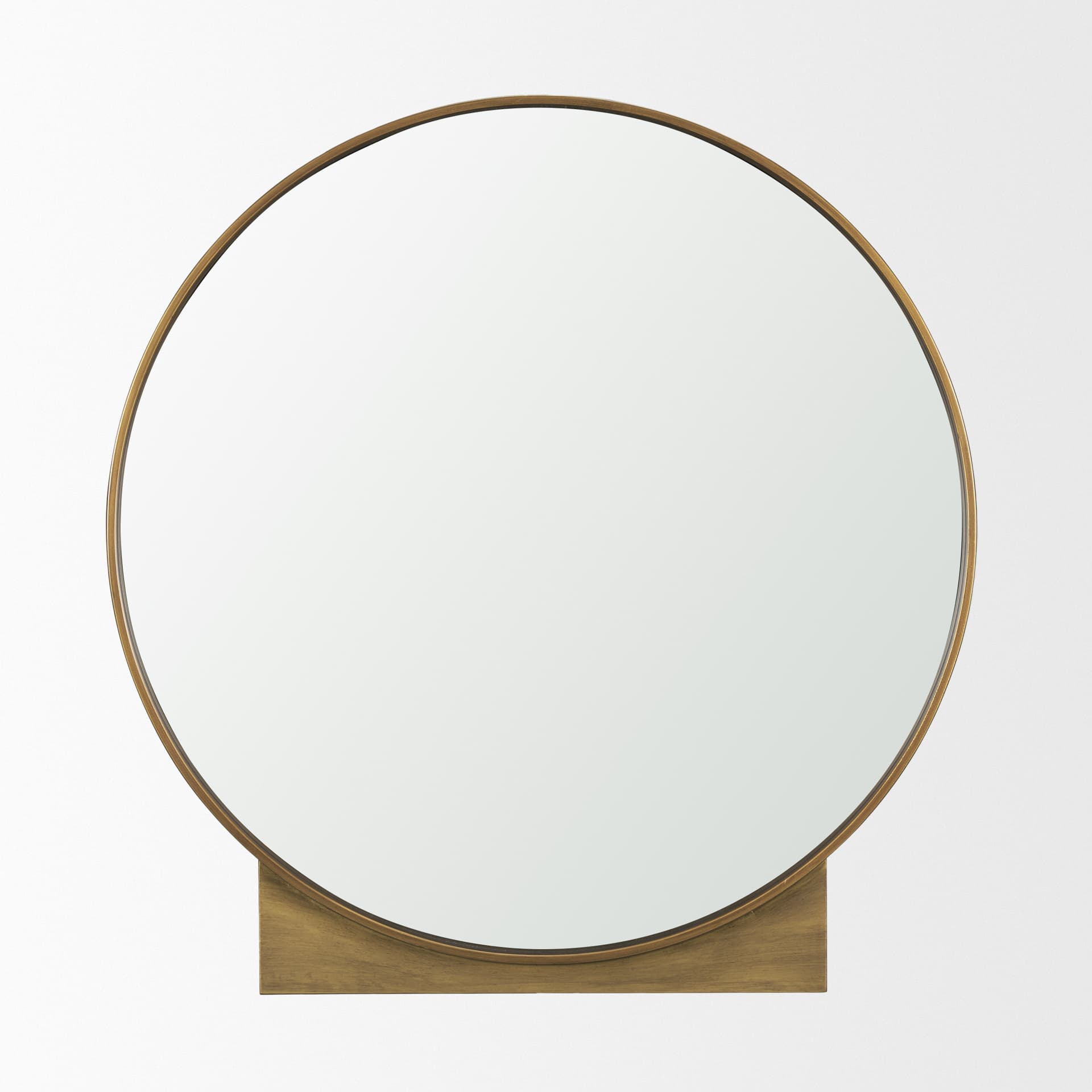 Tillie Round Brushed Gold Metal Frame Wall Mirror — product photograph