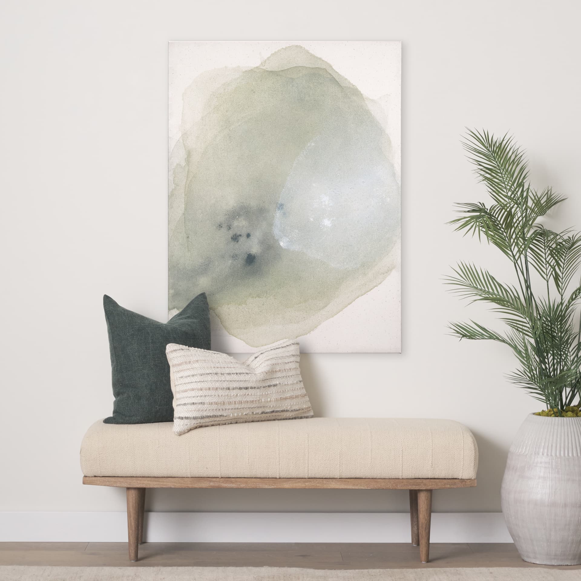 Quiet by Ira Havuka a Hand Embellished Textured Canvas — in a styled room