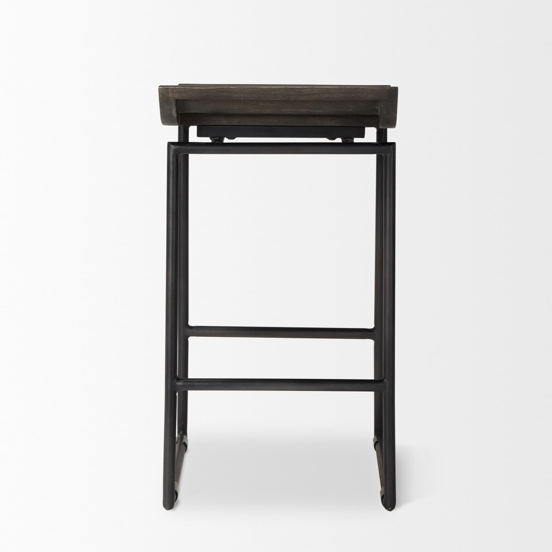 Givens Low Back 26in Seat Counter Stool | Black Wood w/ Black Metal — product photograph