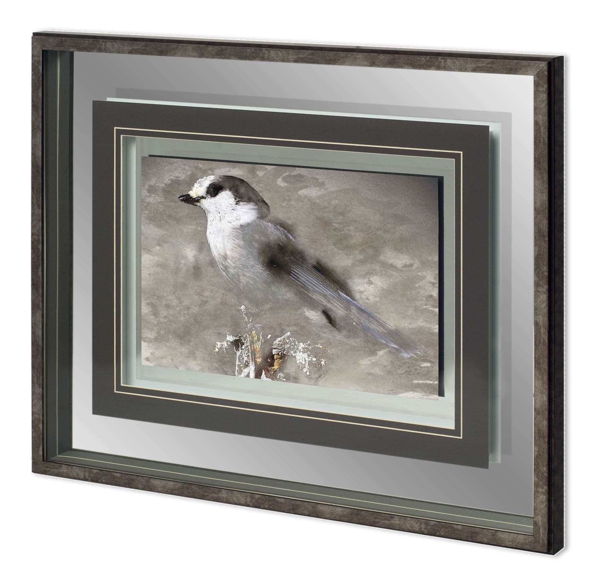 Woodland Animal Bird by Stephan Fontaine Hand Embellished Framed Art Print Matted under Glass — product photograph