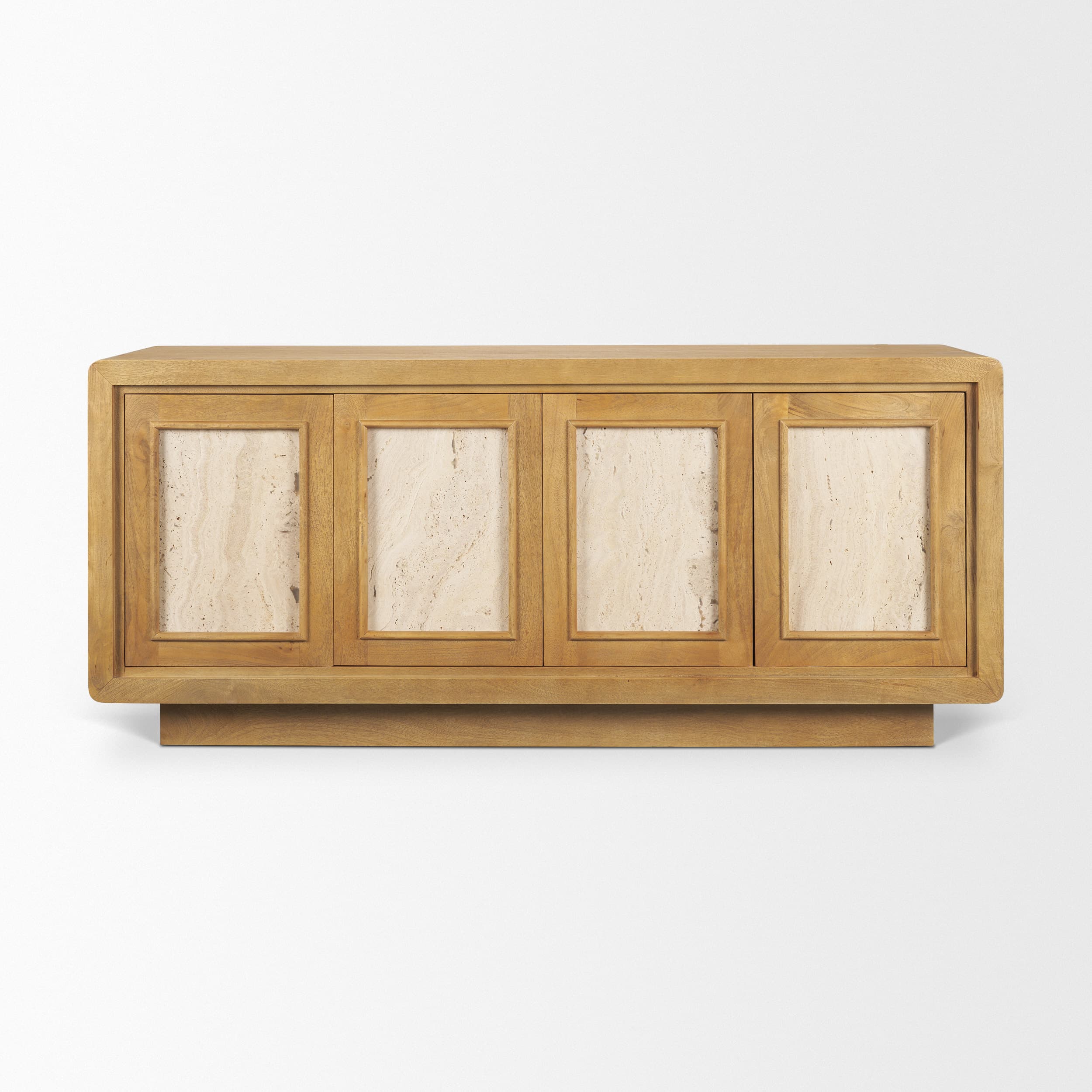 Valterra Light Brown Wood w/ Travertine 4 Door Sideboard — product photograph