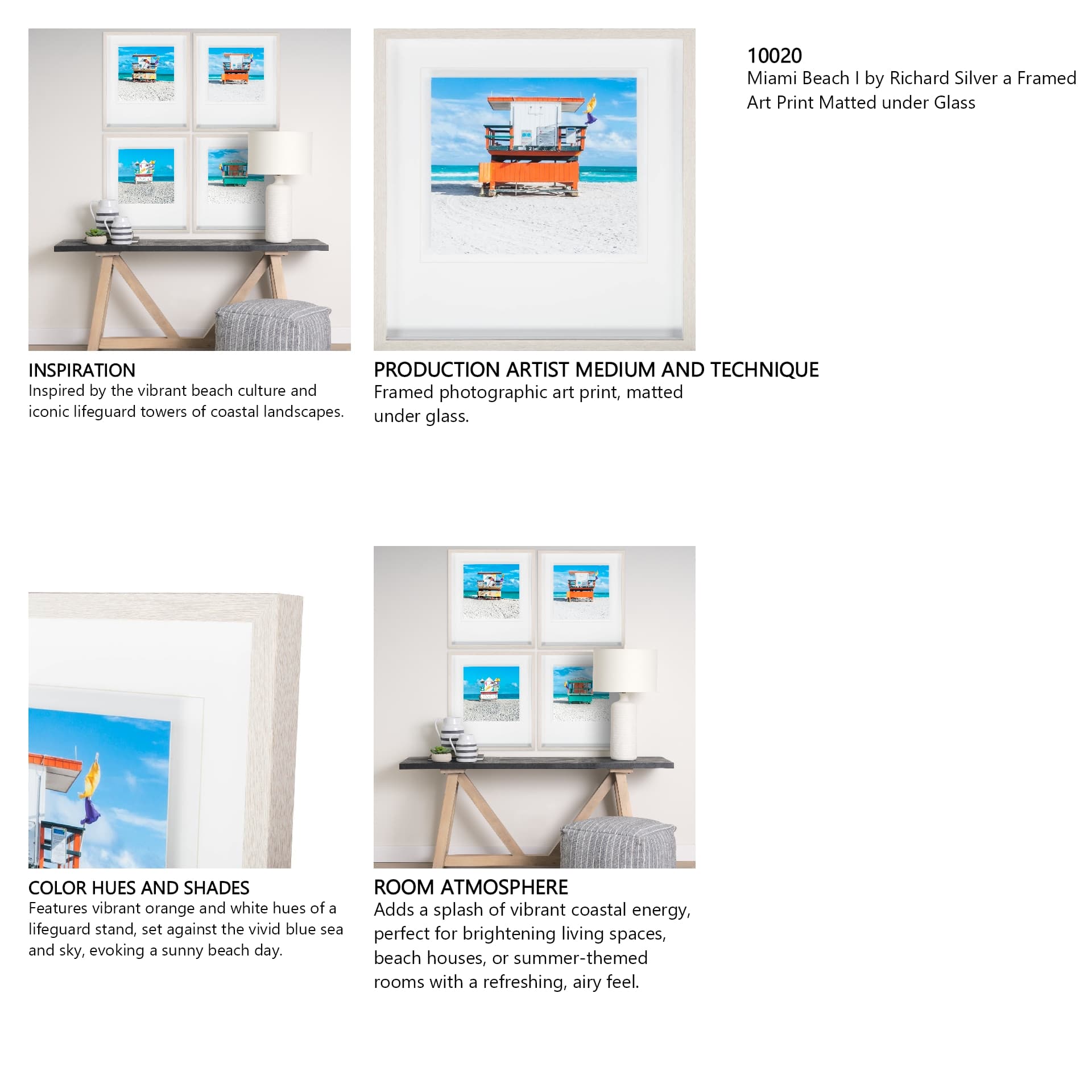 Miami Beach I by Richard Silver a Framed Photo Art Print Matted under Glass — in a styled room
