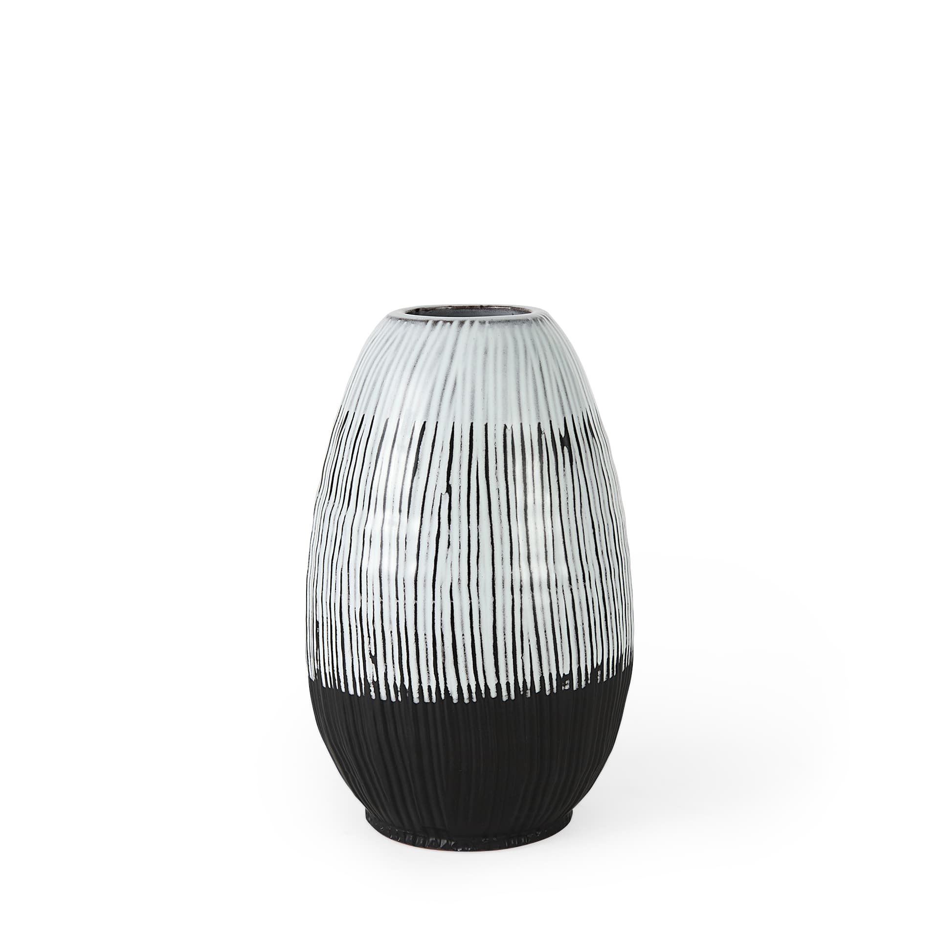 Tanami II Short Dark Brown/White Glazed Ceramic Vase — product photograph