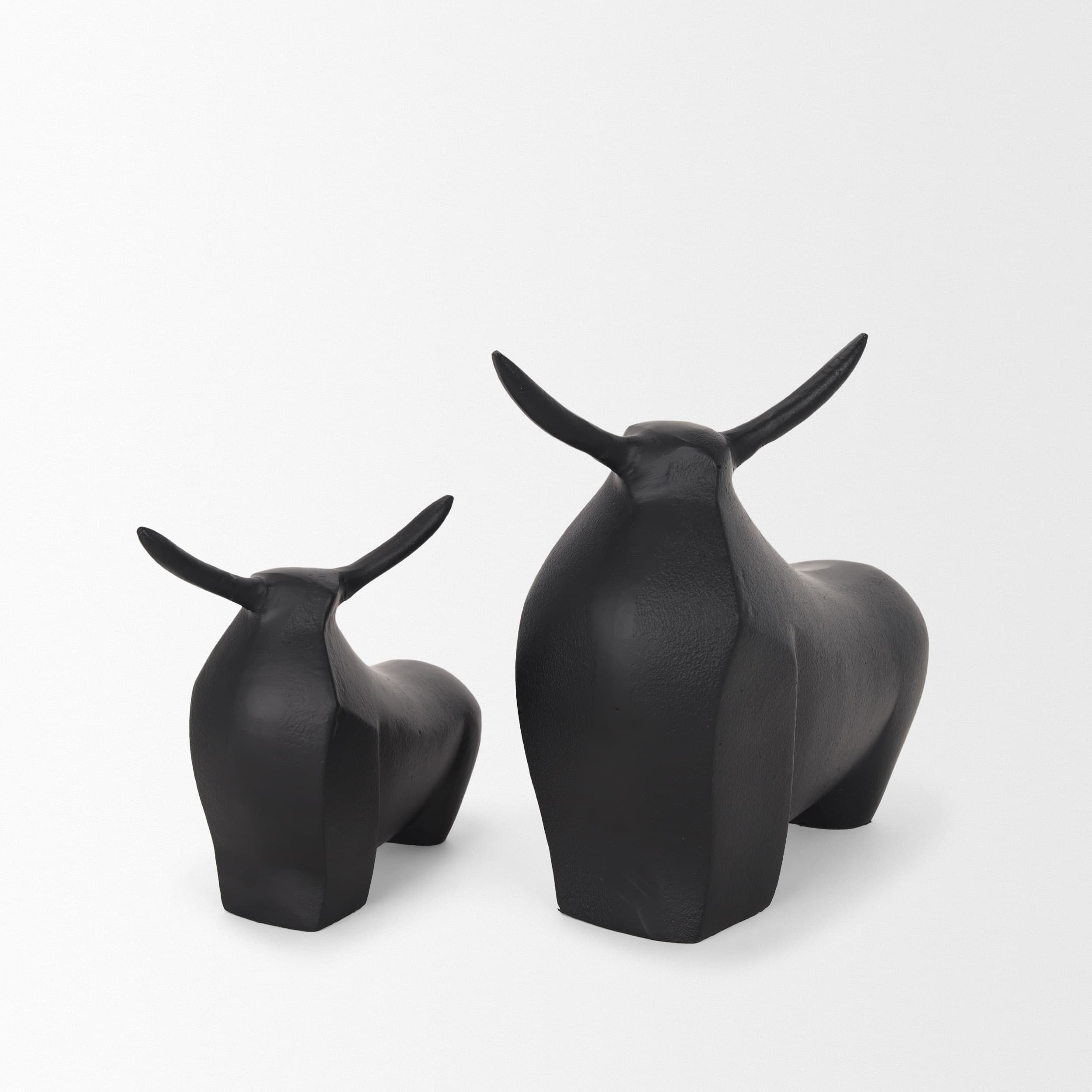 Radu Large Matte Black Metal Bull Decorative Object — product photograph