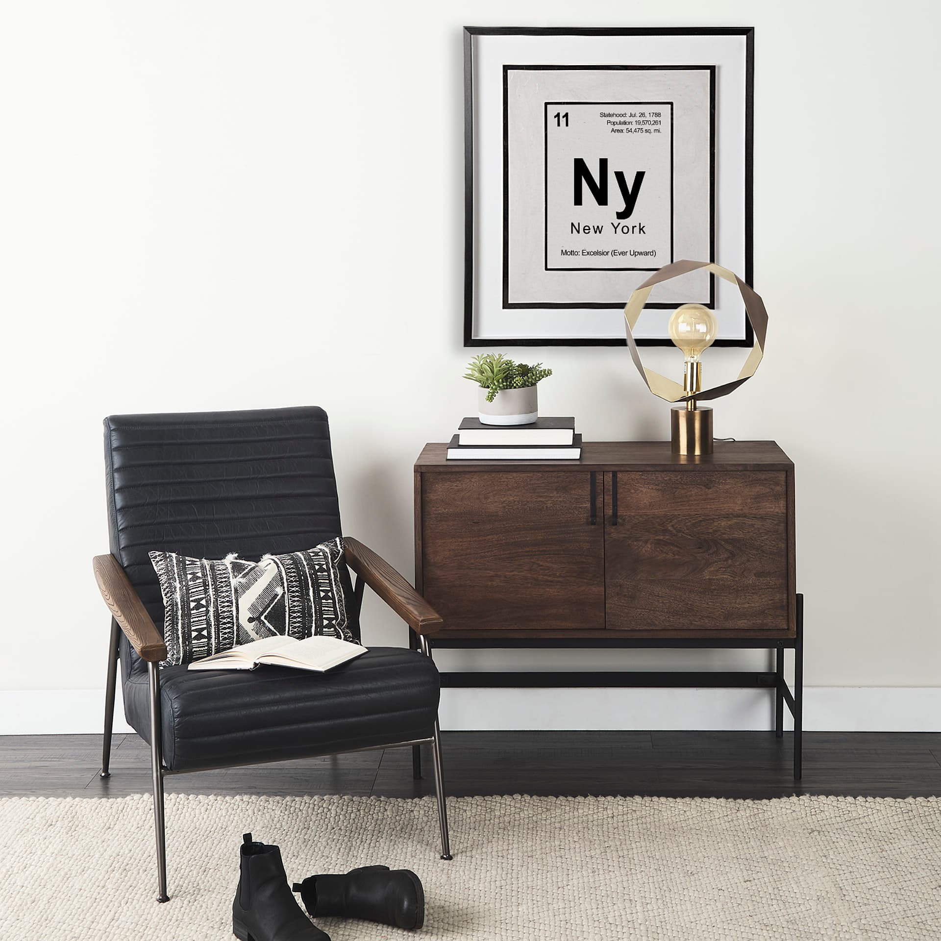 Breaking New York B by THE Studio a Hand Embellished Textured Framed Art Print Matted under Glass — in a styled room