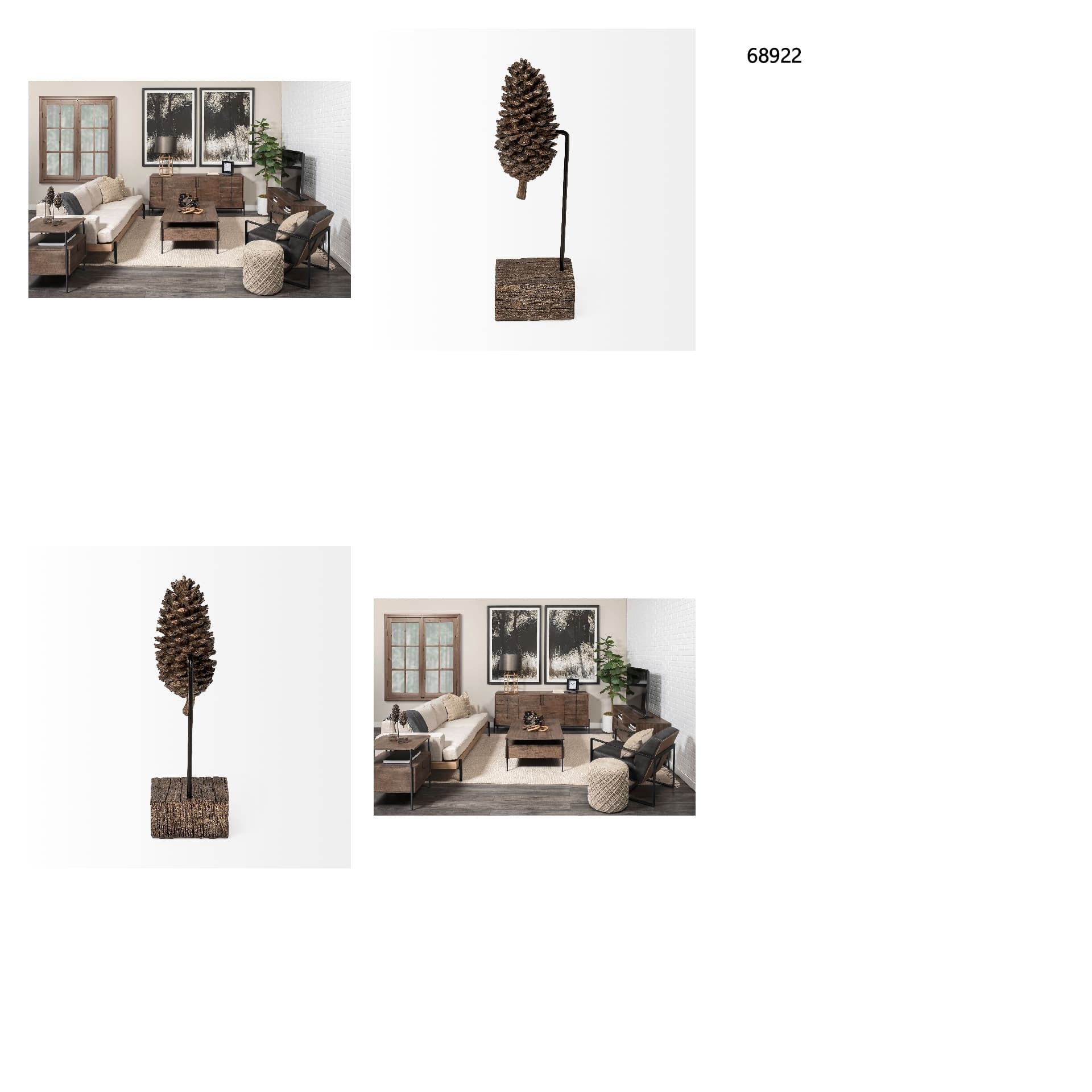 Pinterra (Small) 4L x 4W Brown Resin Pinecone Replica — in a styled room