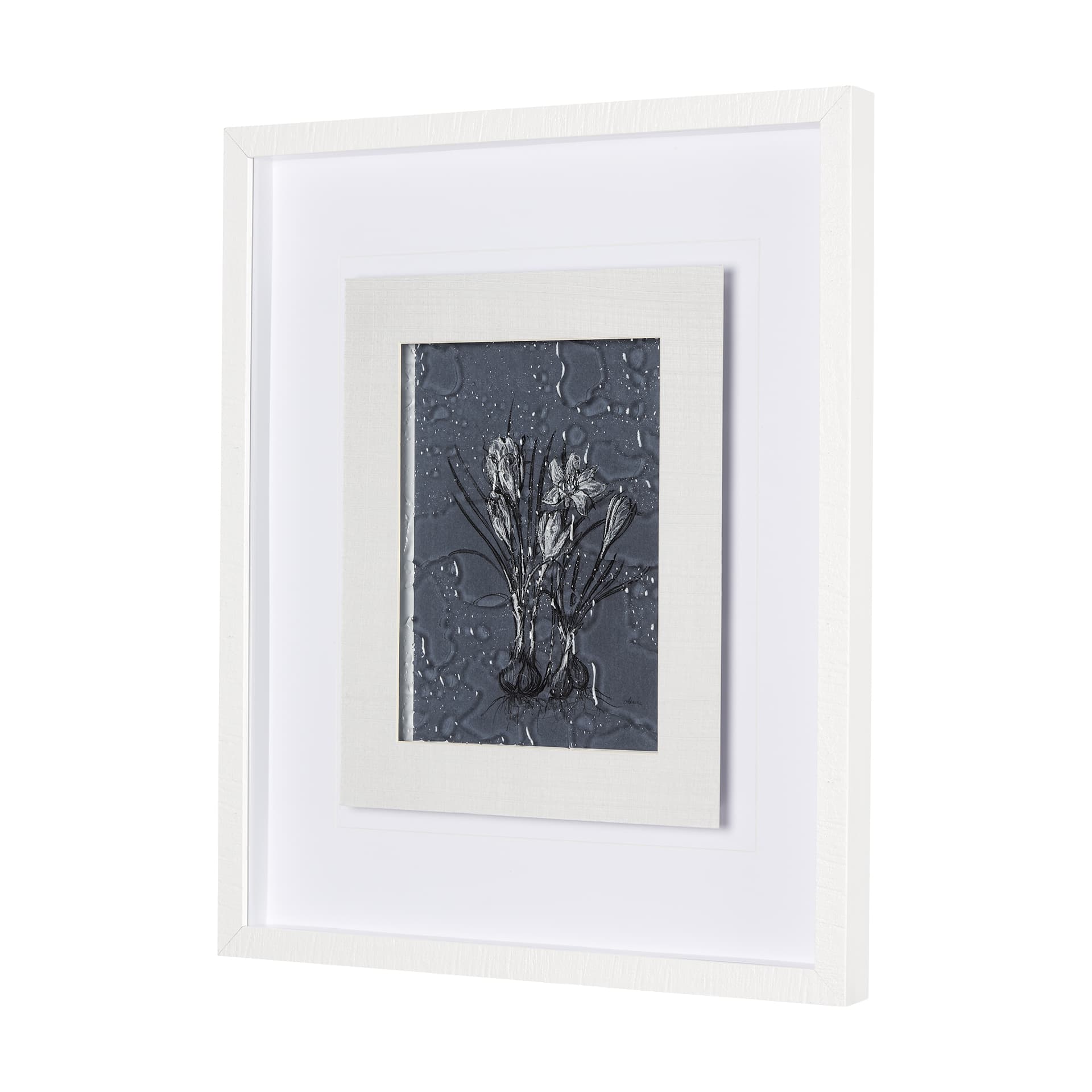 Botanical sketches V (Blue) by Mercana Studio Hand Embellished Framed Art Print Matted under Glass — product photograph