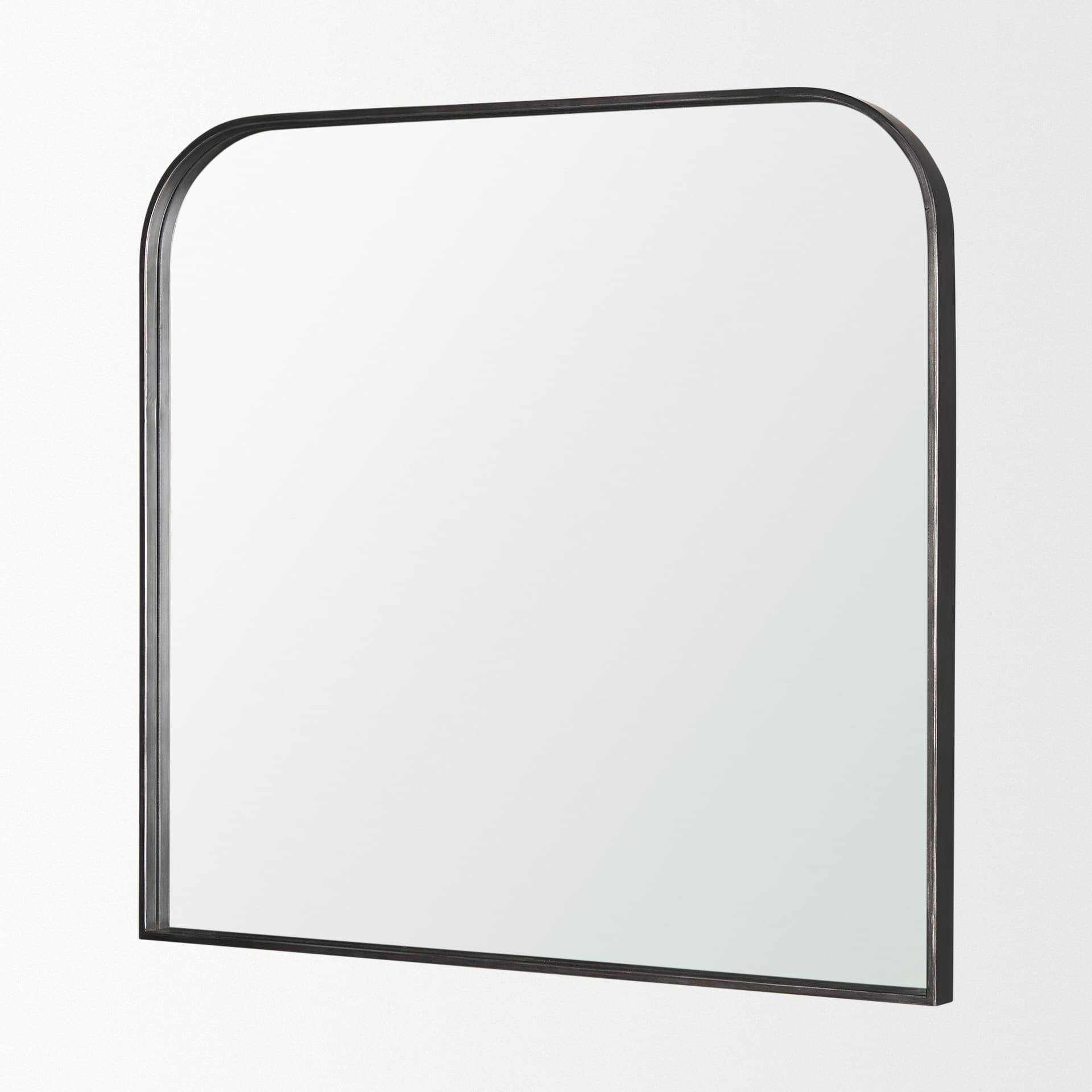 Timon Brushed Black Metal Frame Square Arched Mirror — product photograph