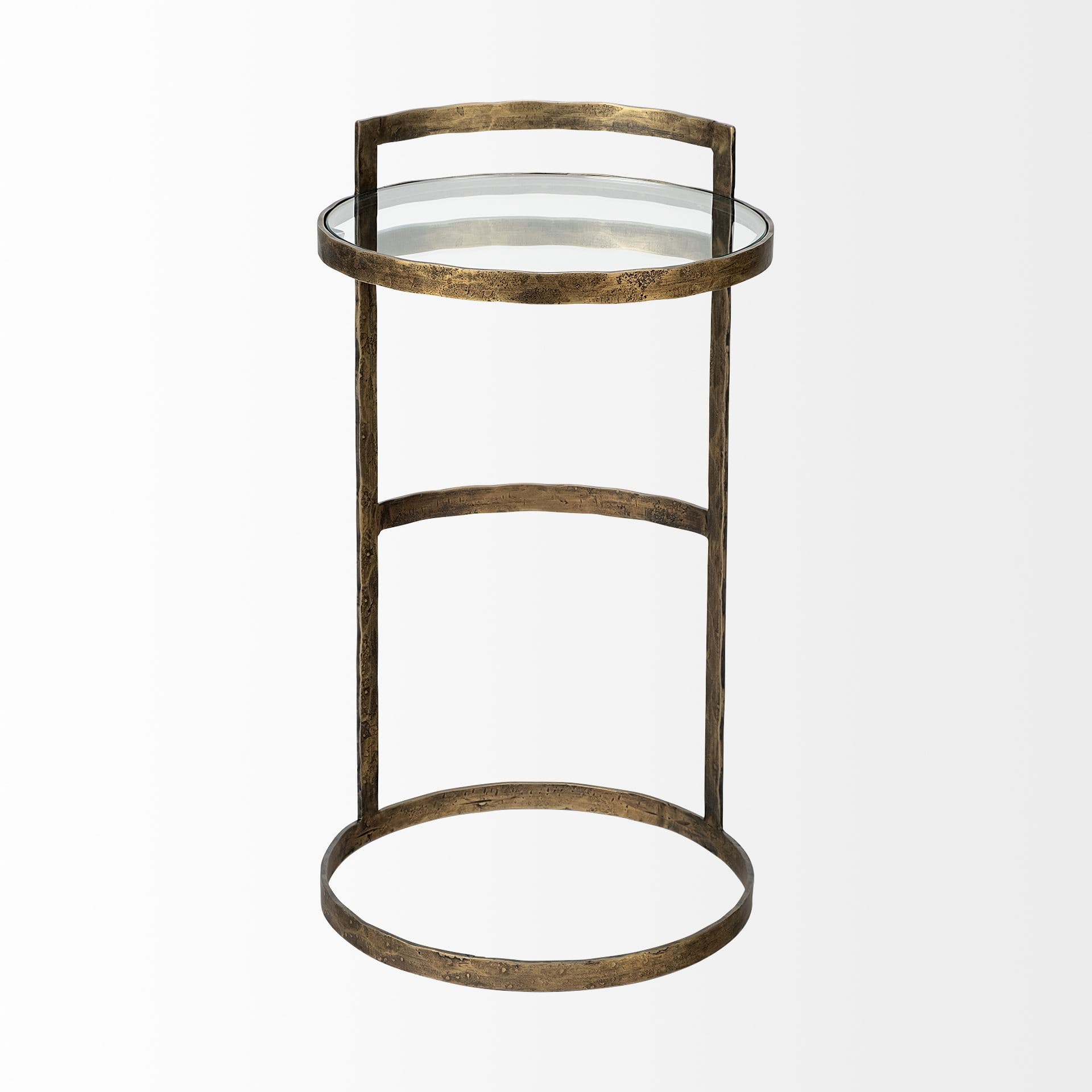 Reimer 15L x 15W Gold Round Glass Top W/Metal Frame Accent Table — product photograph