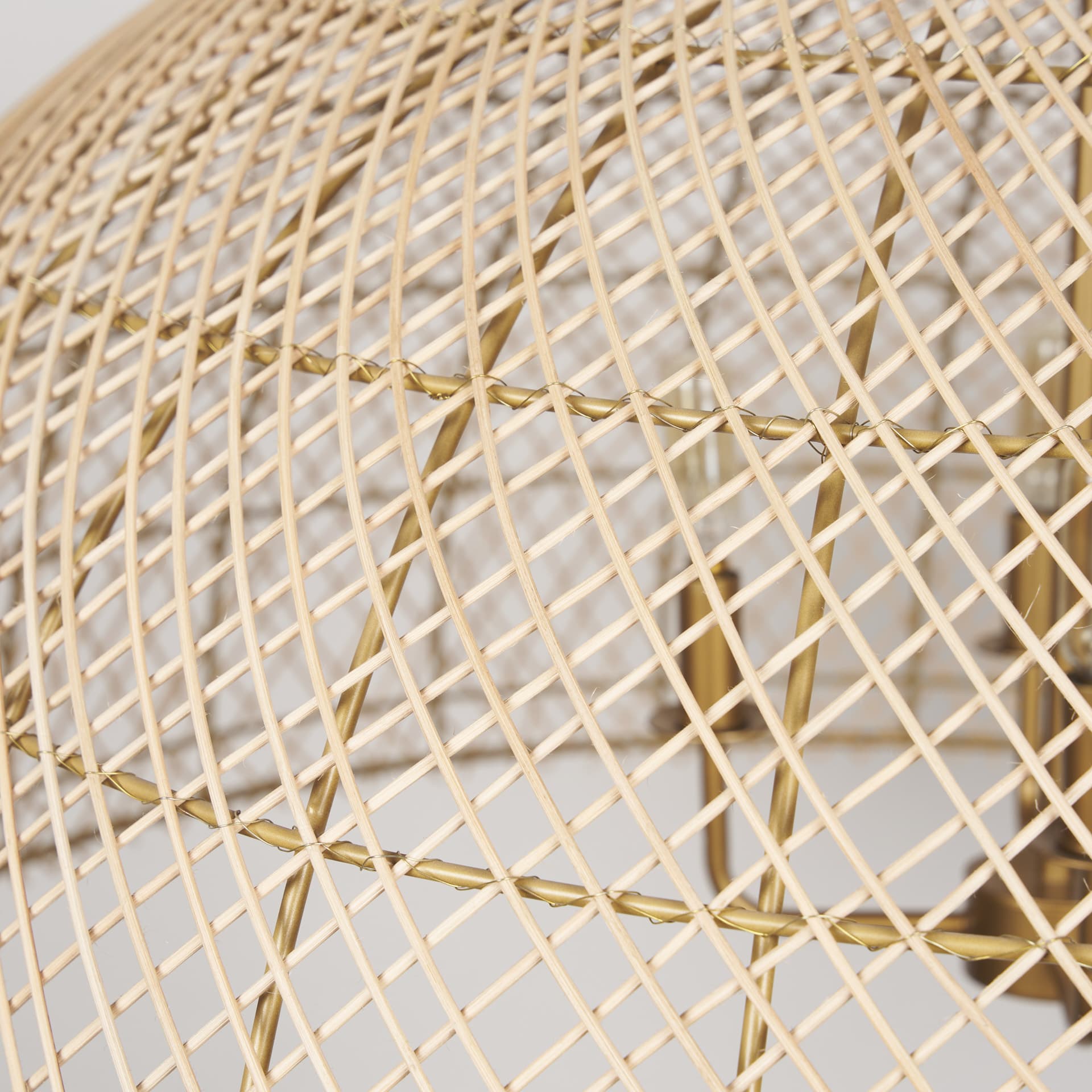 Thad 4-Light Natural Woven Rattan Dome Chandelier — product photograph