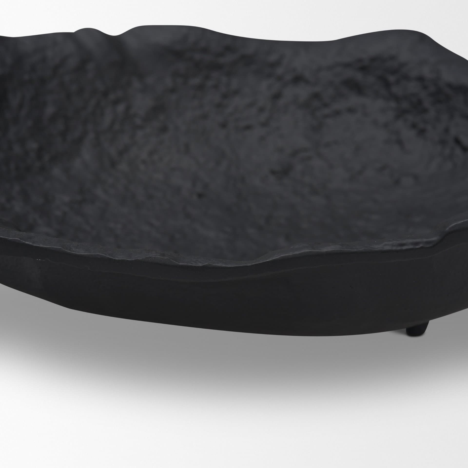 Verdant Small Matte Black Metal Decorative Centerpiece Bowl — product photograph