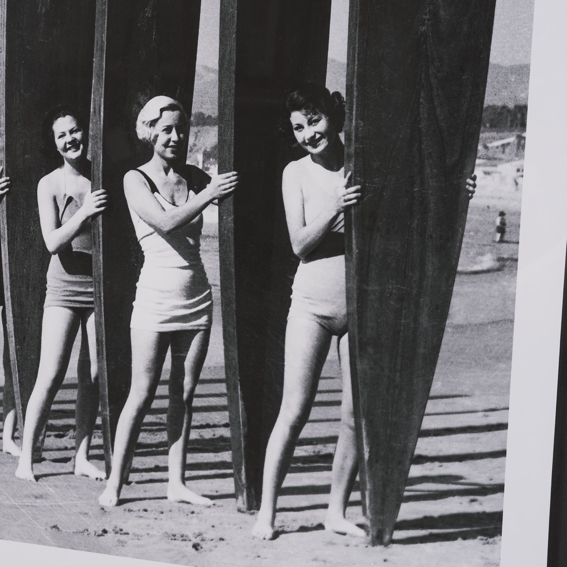 Surfin' Gals by The Chelsea Collection Hand Embellished Textured Framed Art Photo Matted under Glass — product photograph