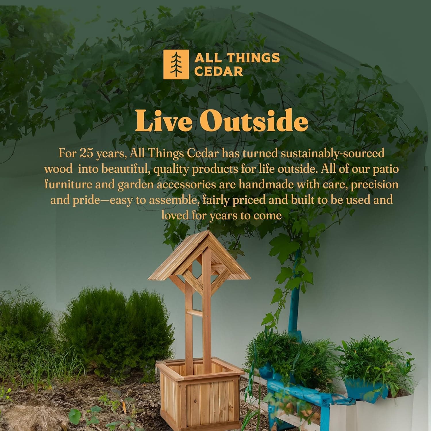 5-Ft Wishing Well Cedar Planter Box — product photograph