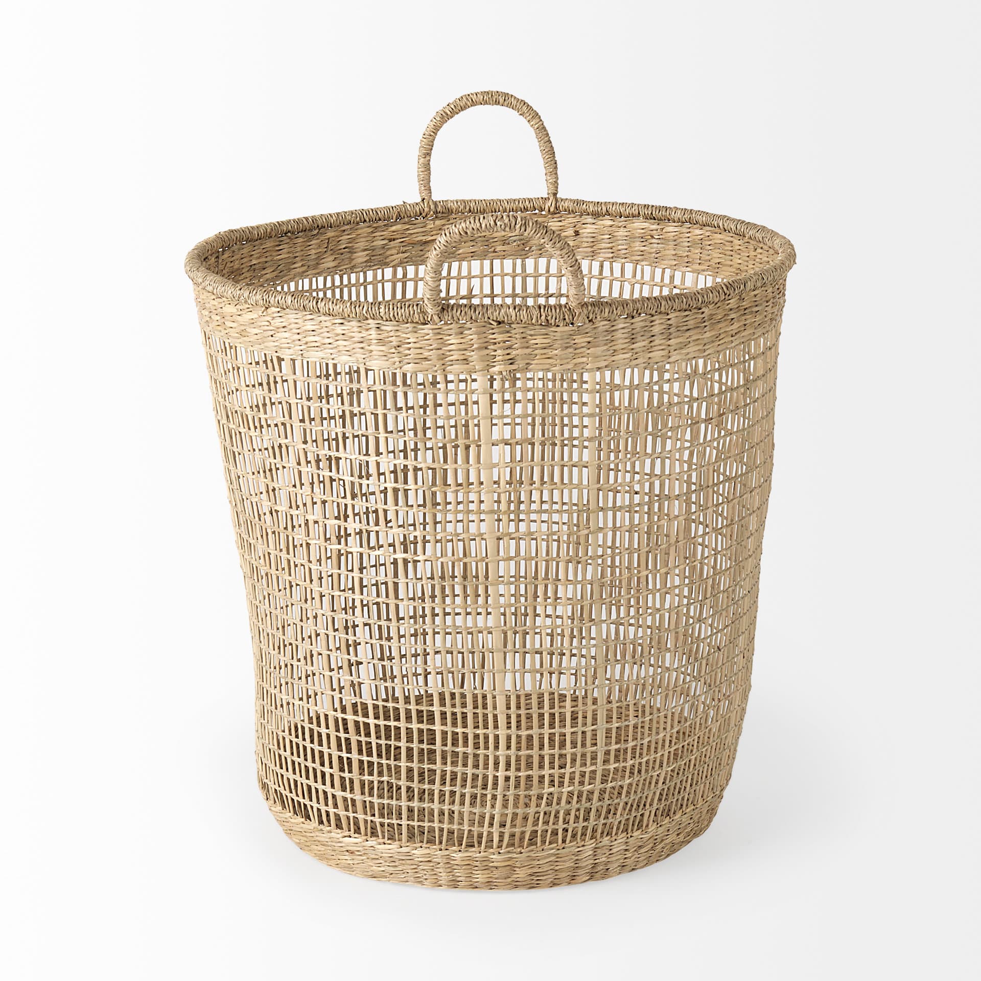 Bowie 19.7L x 19.7W x 19.7H (Set of 3) Medium Brown Seagrass Round Basket W/ Handles — product photograph
