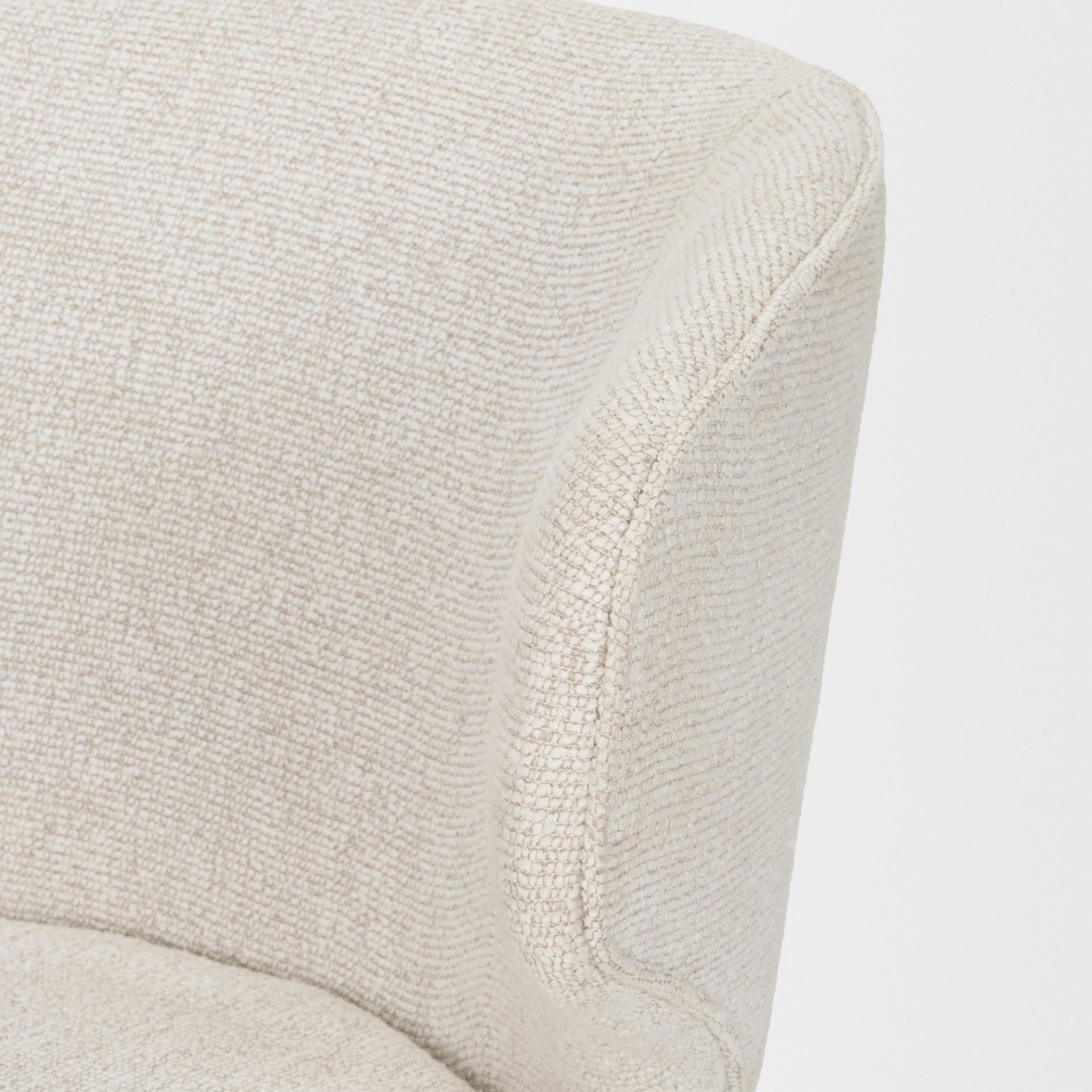 Niles Wingback Dining Side Chair | Cream Fabric w/ Med Brown Wooden — product photograph
