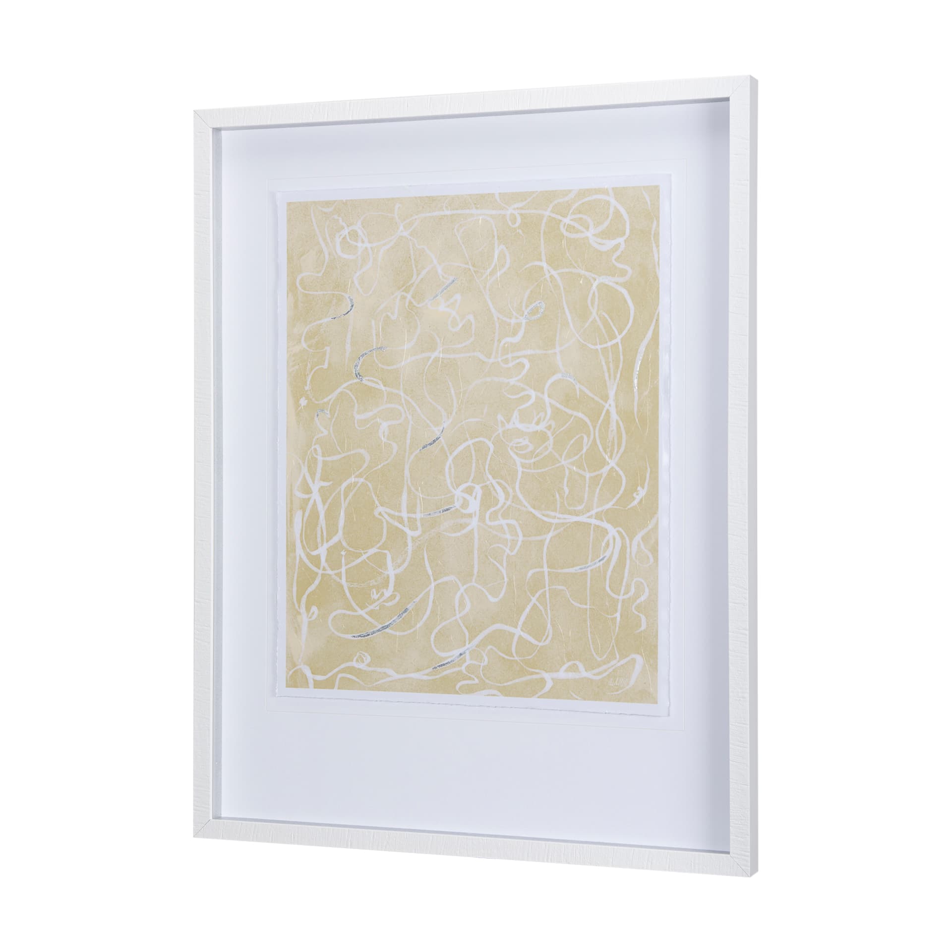 Thread Yellow III by Mercana Studio a Hand Embellished Textured Framed Art Print Matted under Glass — product photograph