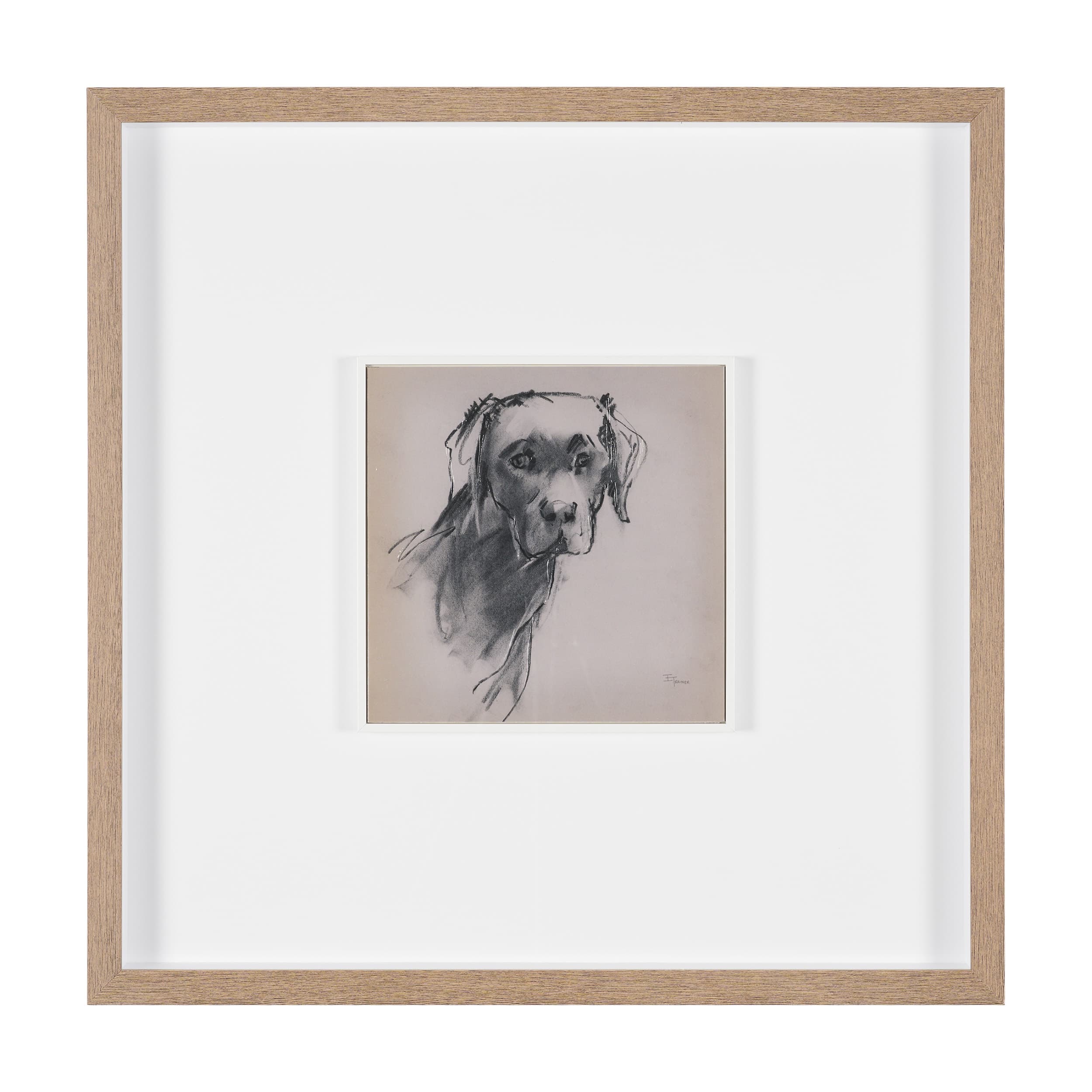 Black Lab by Mercana Studio Hand-Embellished Framed Artwork Matted under Glass — product photograph