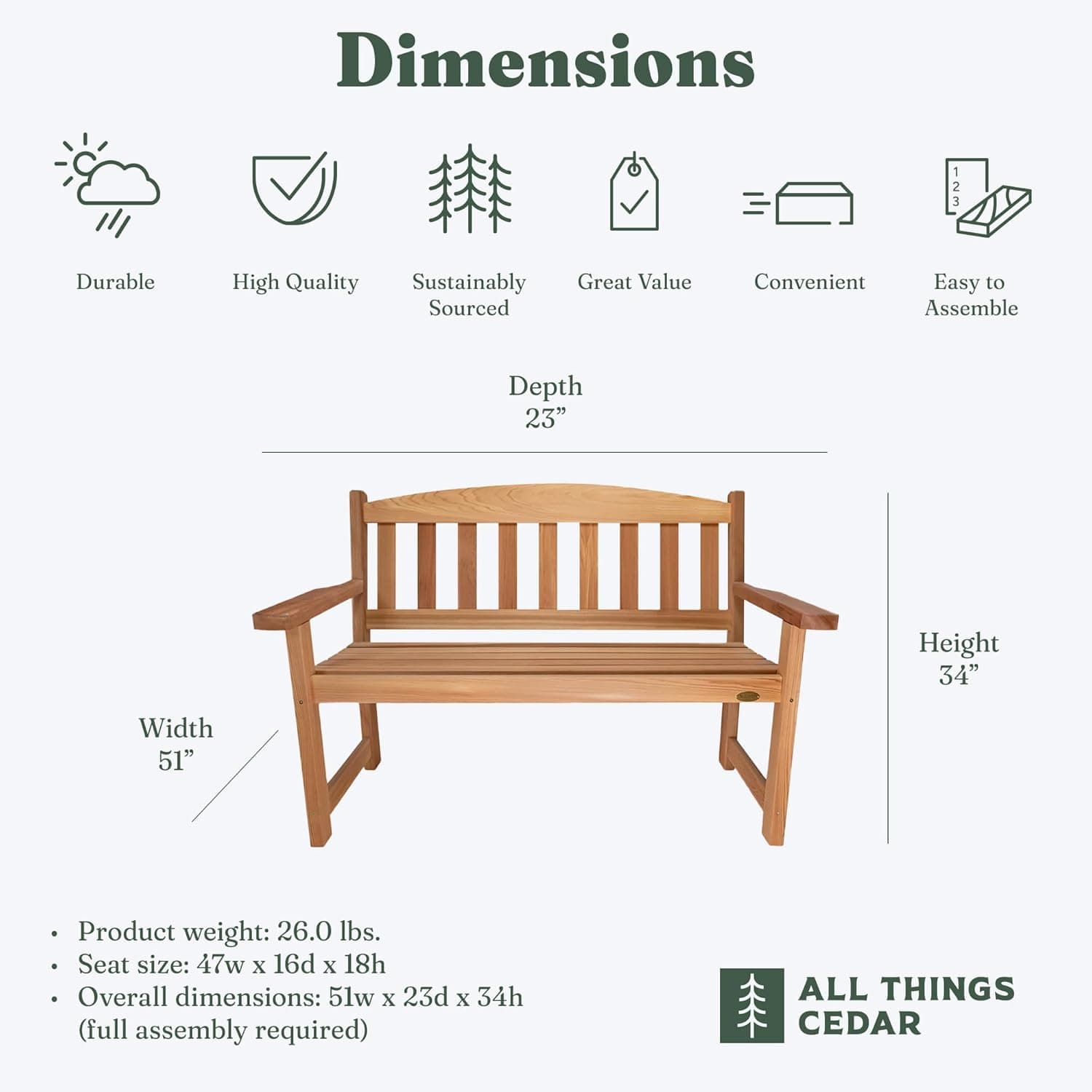 Cedar Garden Bench — product photograph