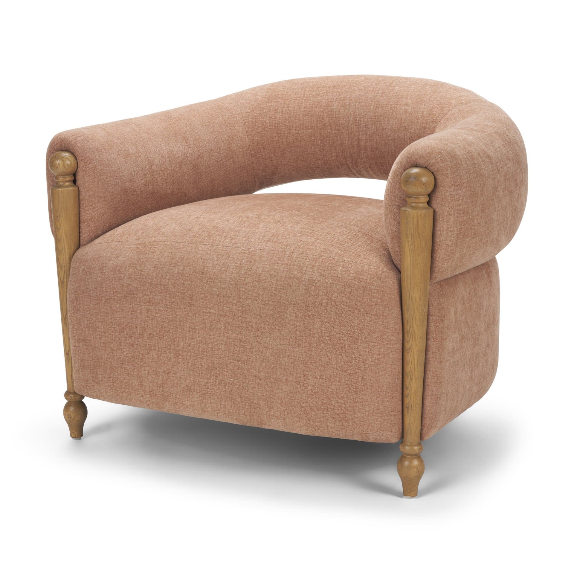 Margaux Sienna Fabric Open Back Barrel Accent Chair — product photograph