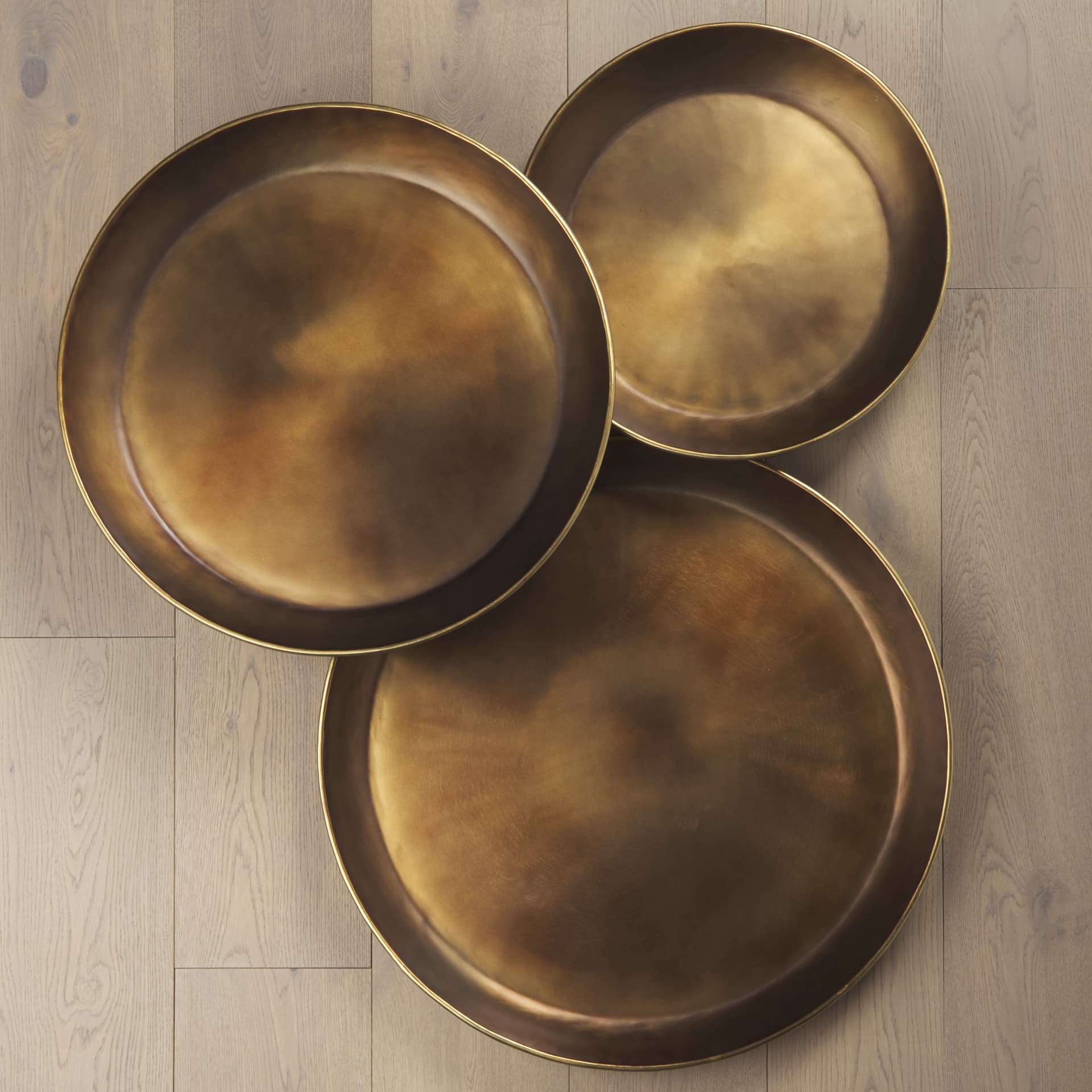 Eagan 24.0L x 24.0W x 2.0H Brass Aluminium Tray Large — in a styled room
