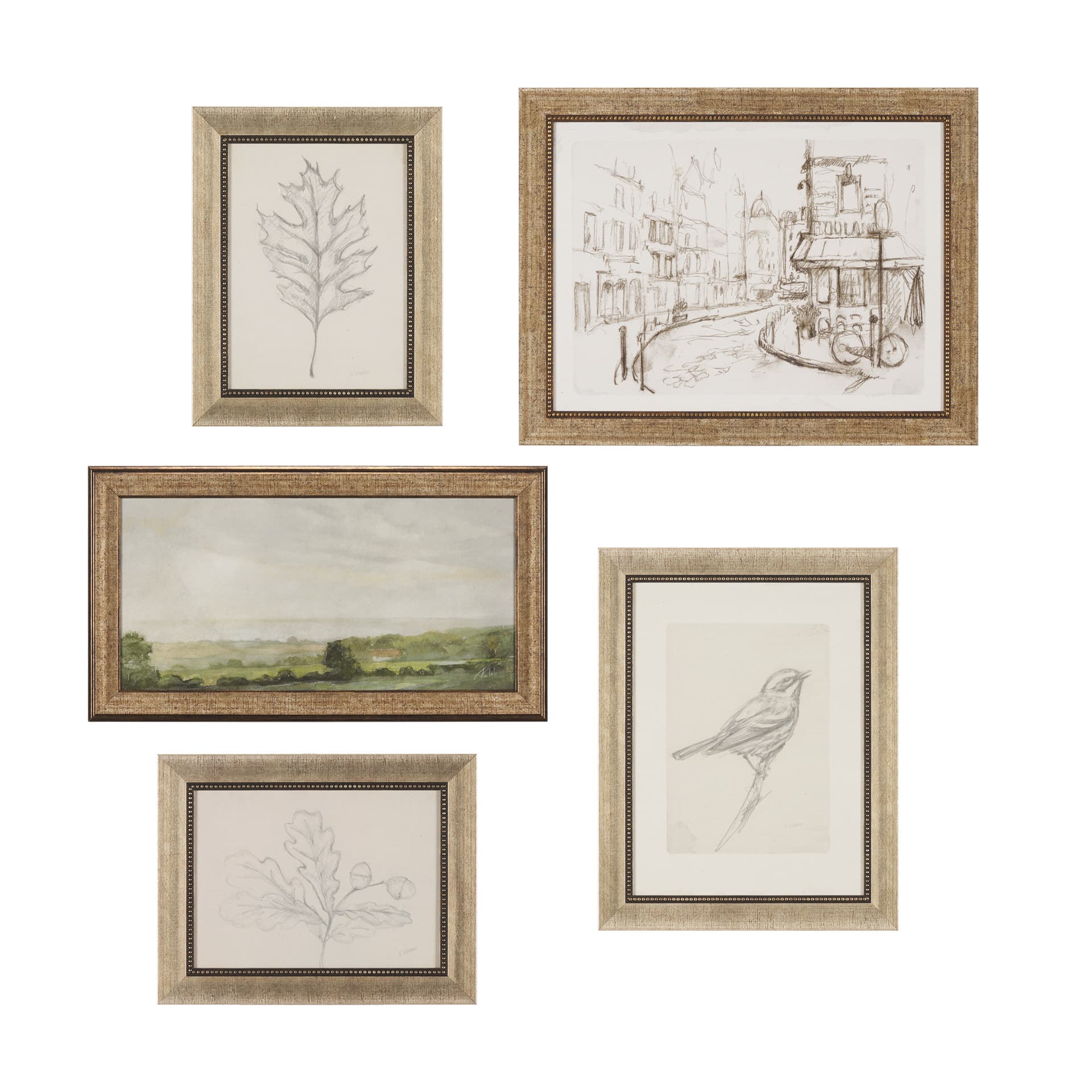Soft Shadows (Set of 5) by Mercana Studio a Hand Embellished Framed Art Print — product photograph