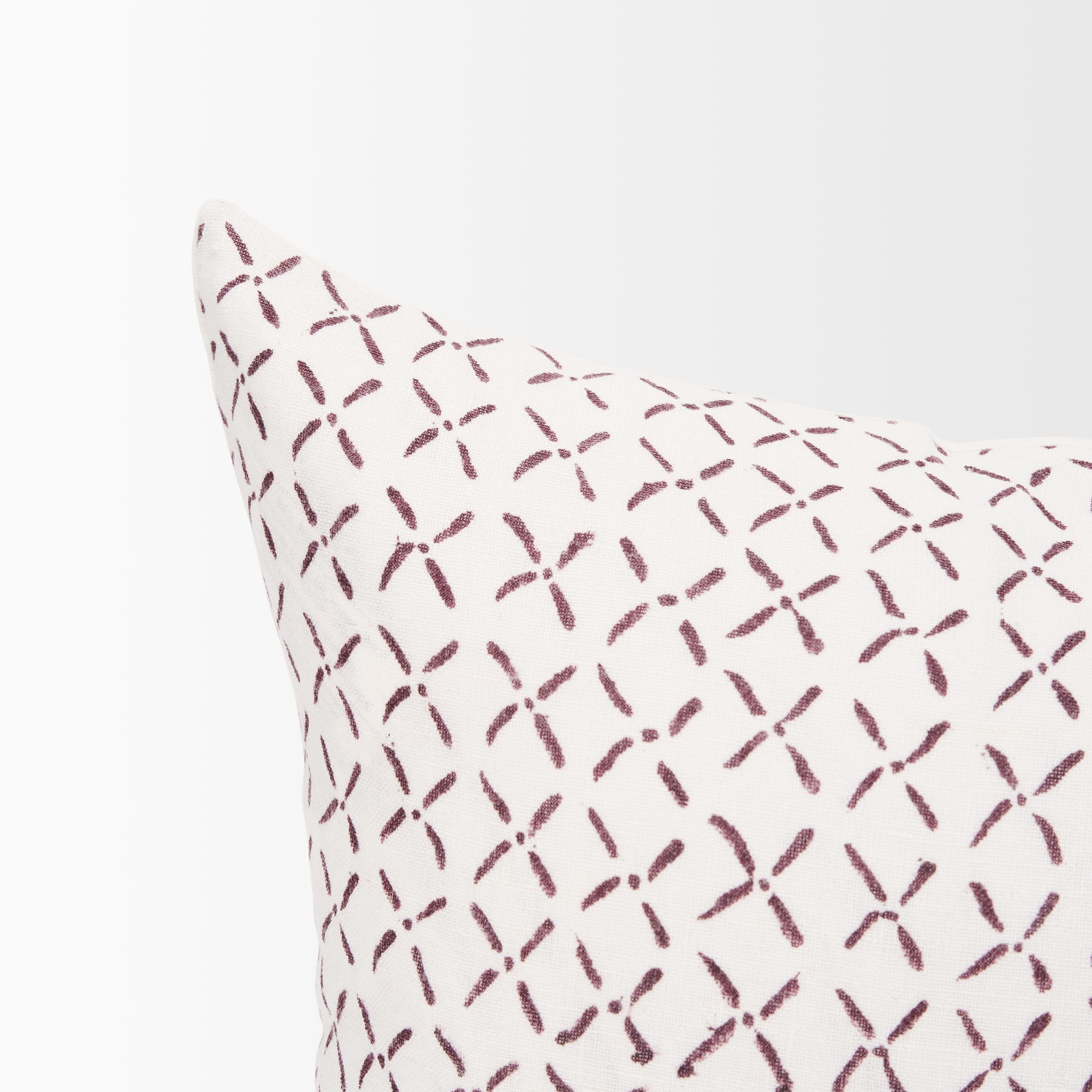 Jayden 14x26 Cream w/ Merlot Print Linen Lumbar Pillow Cover — product photograph