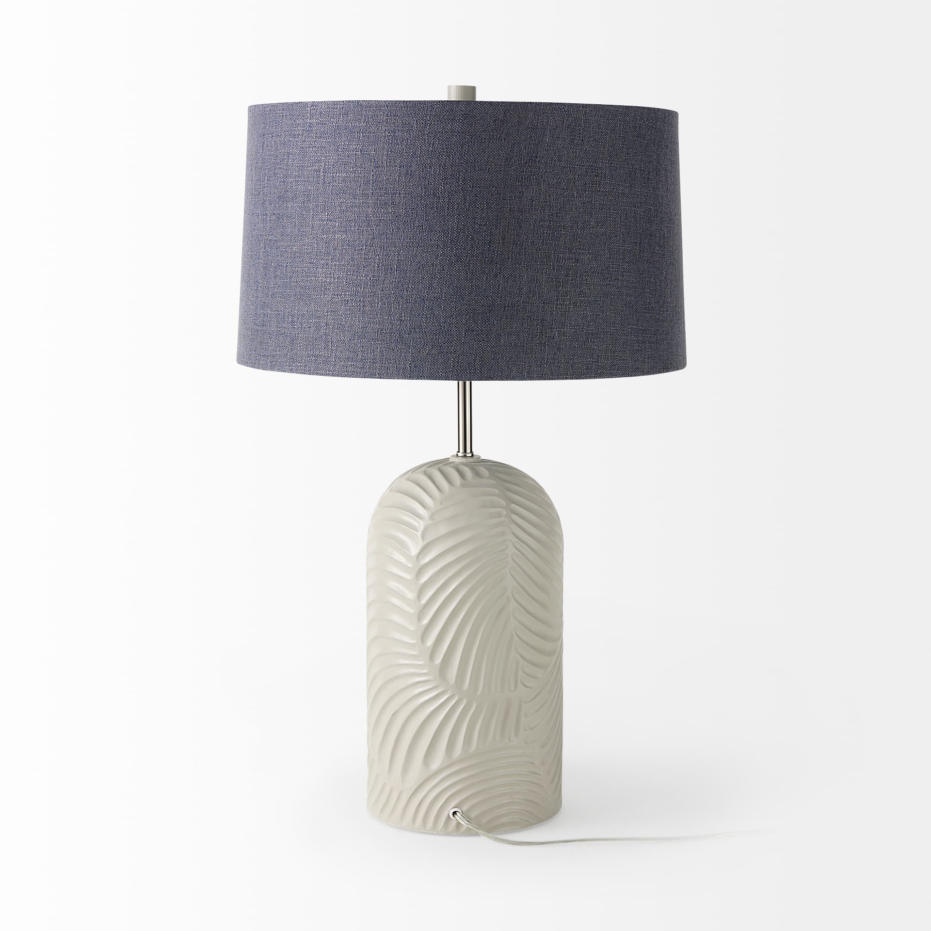 Quinn 19.0L x 19.0W x 24.6H Beige Base W/Navy Fabric Shade Table Lamp — product photograph