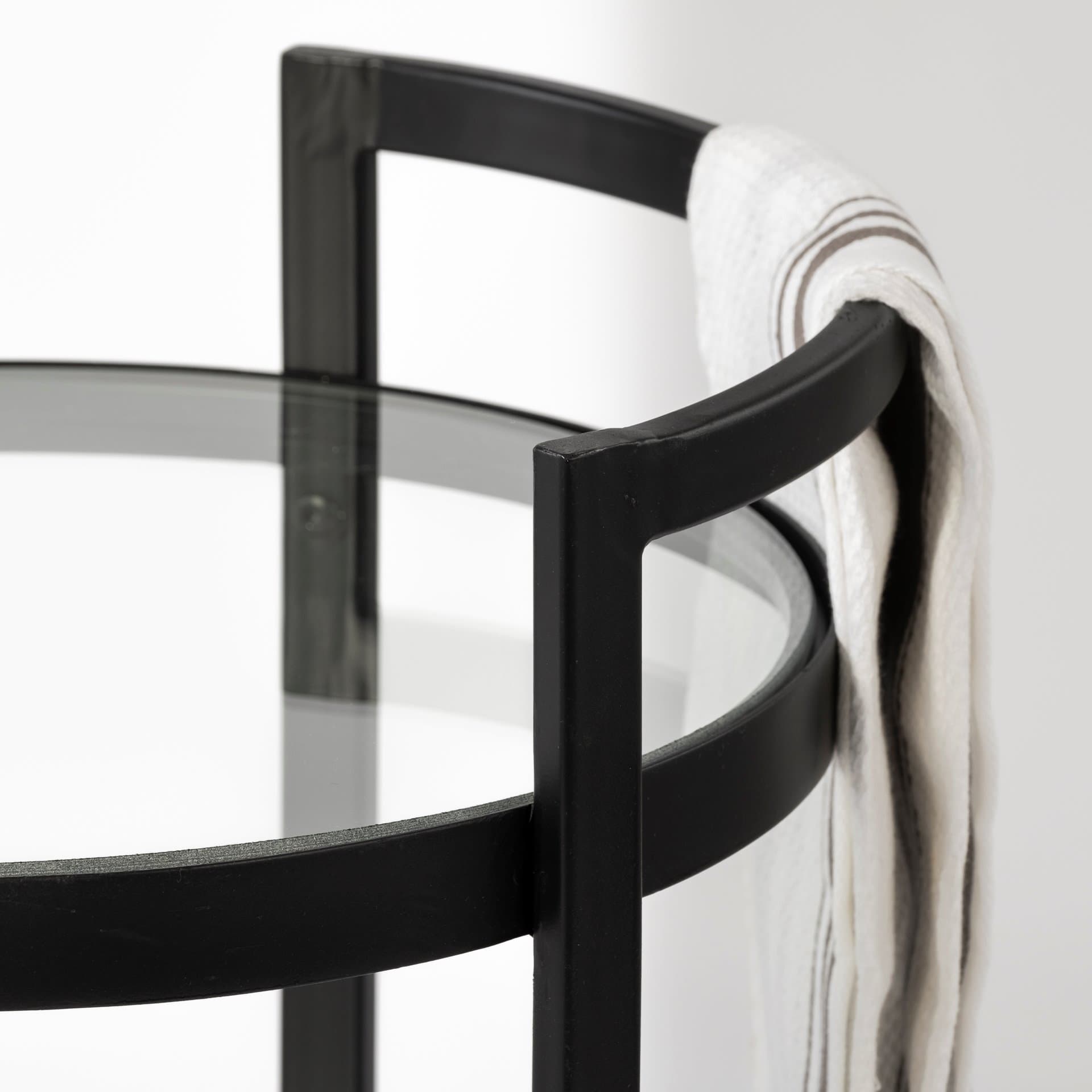 Eleonore Black Metal Frame Two-Tier w/Glass Shelves Bar Cart — product photograph