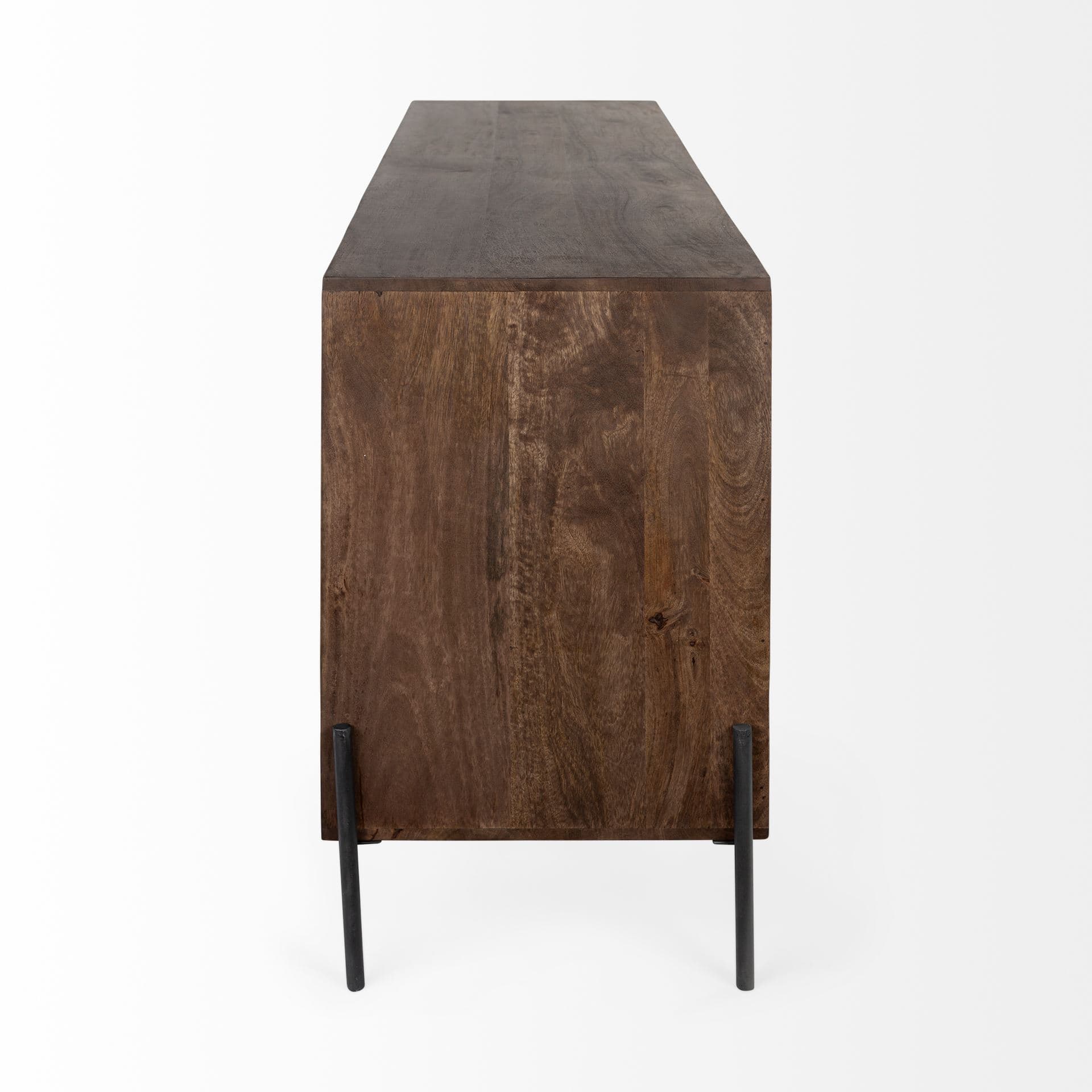 Glenn VI 71.5x18 Dark Brown Wood Frame w/ Black Iron Accent, 6 Drawer, 2 Door Cabinet Sideboard — product photograph