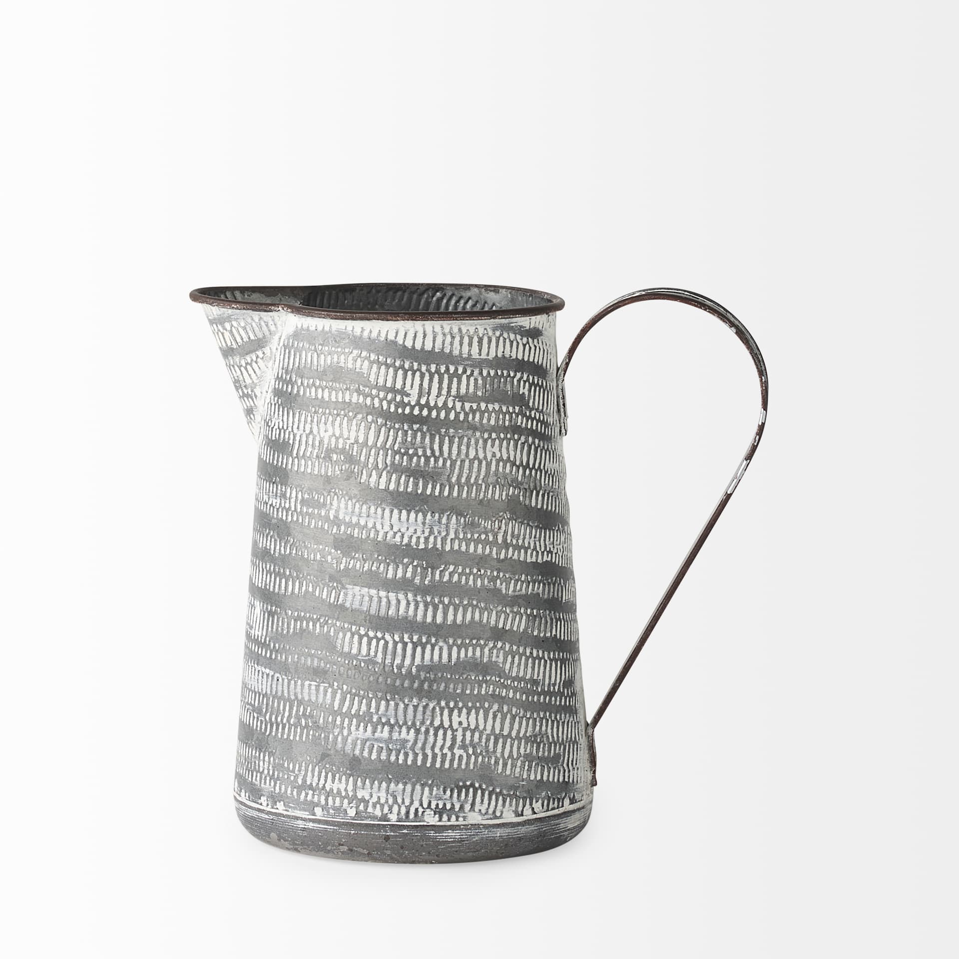 Serena I 8H Small Gray/White Textured Metal Jug — product photograph