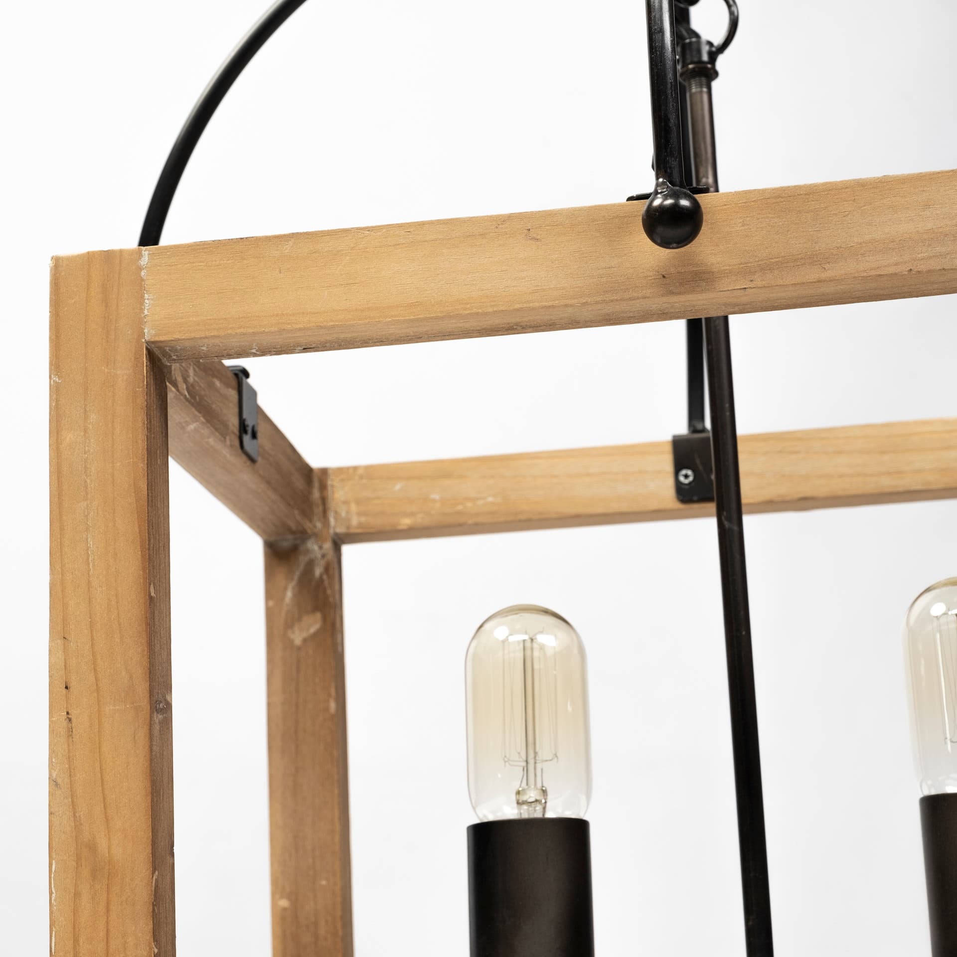 Josie (42"x14.5"x20") Natural Wood Chassis Six Light Chandelier — product photograph