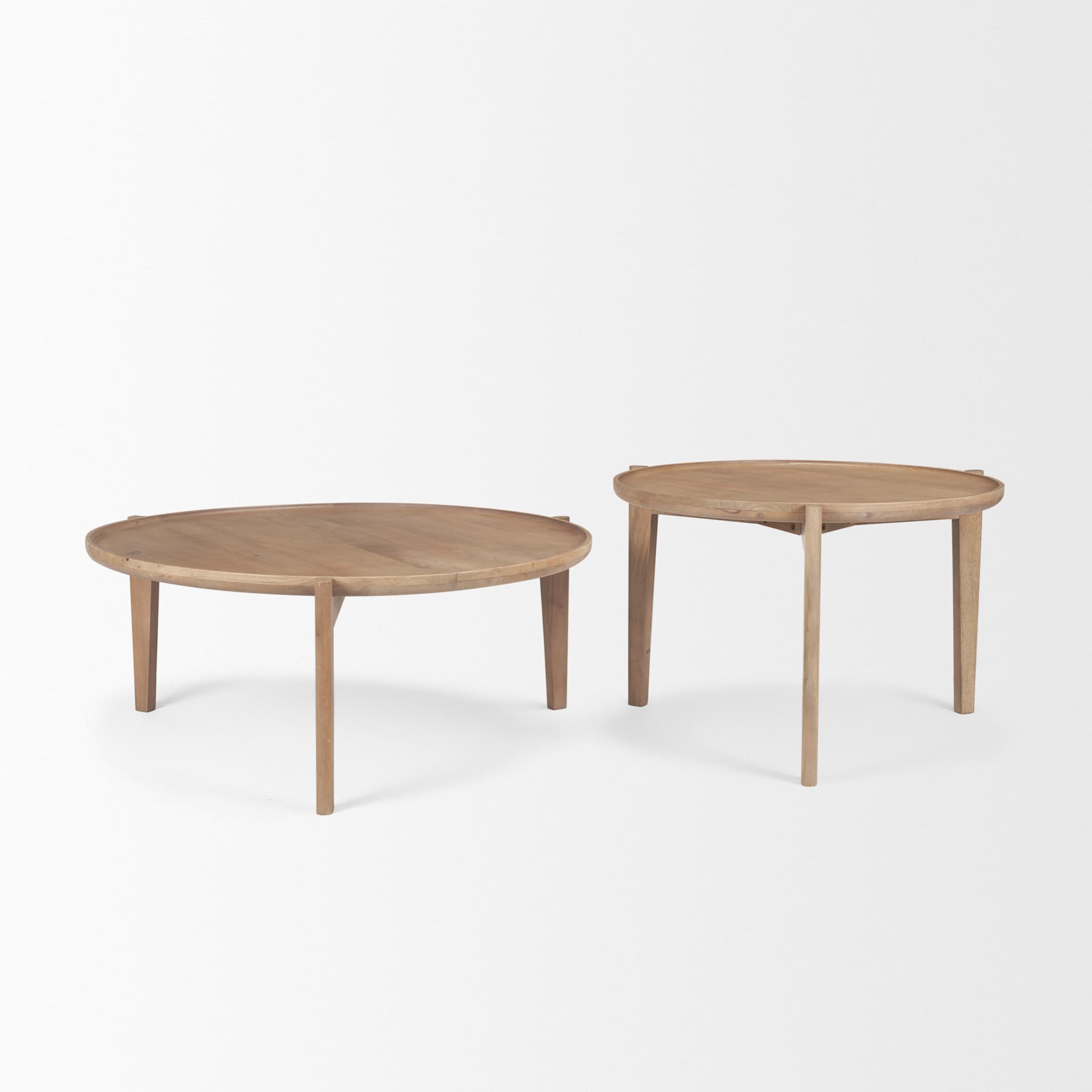 Cleaver (Set of 2) 40" & 31" Round Brown Solid Wood Nesting Coffee Tables — product photograph