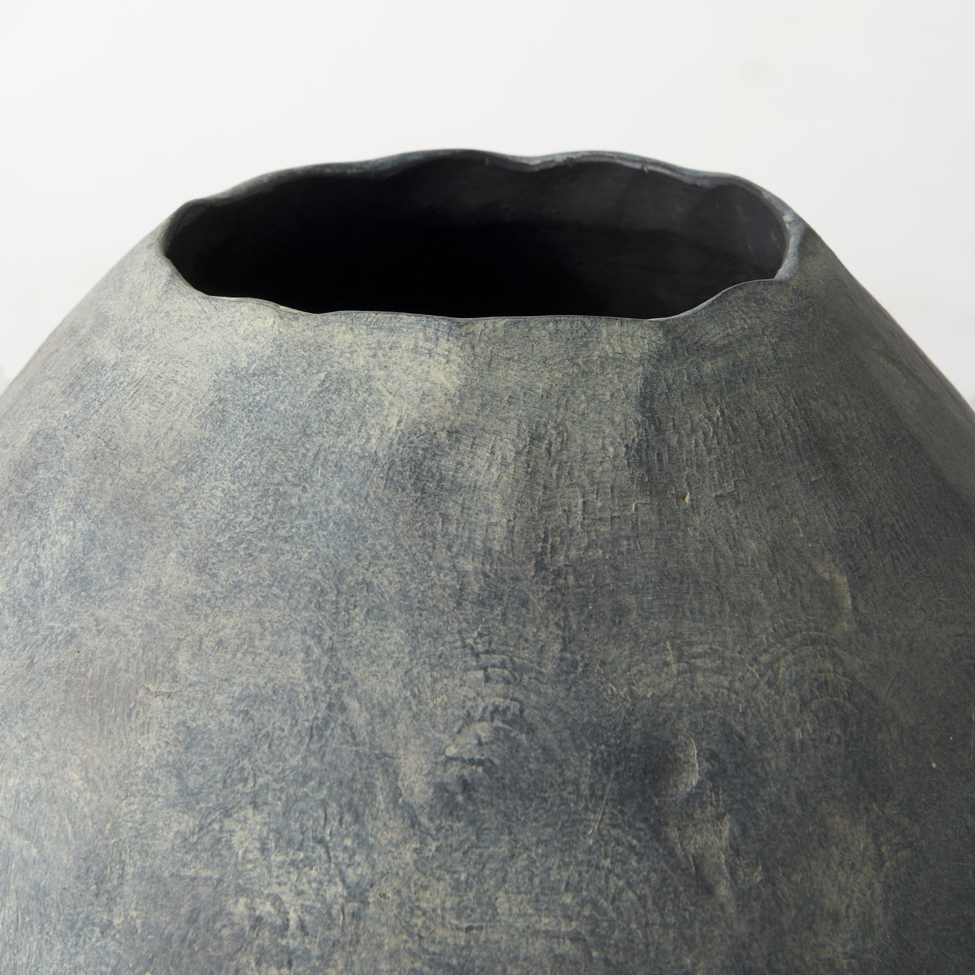 Gobi 16L x 20H Small Gray Ceramic Oval Vase — product photograph