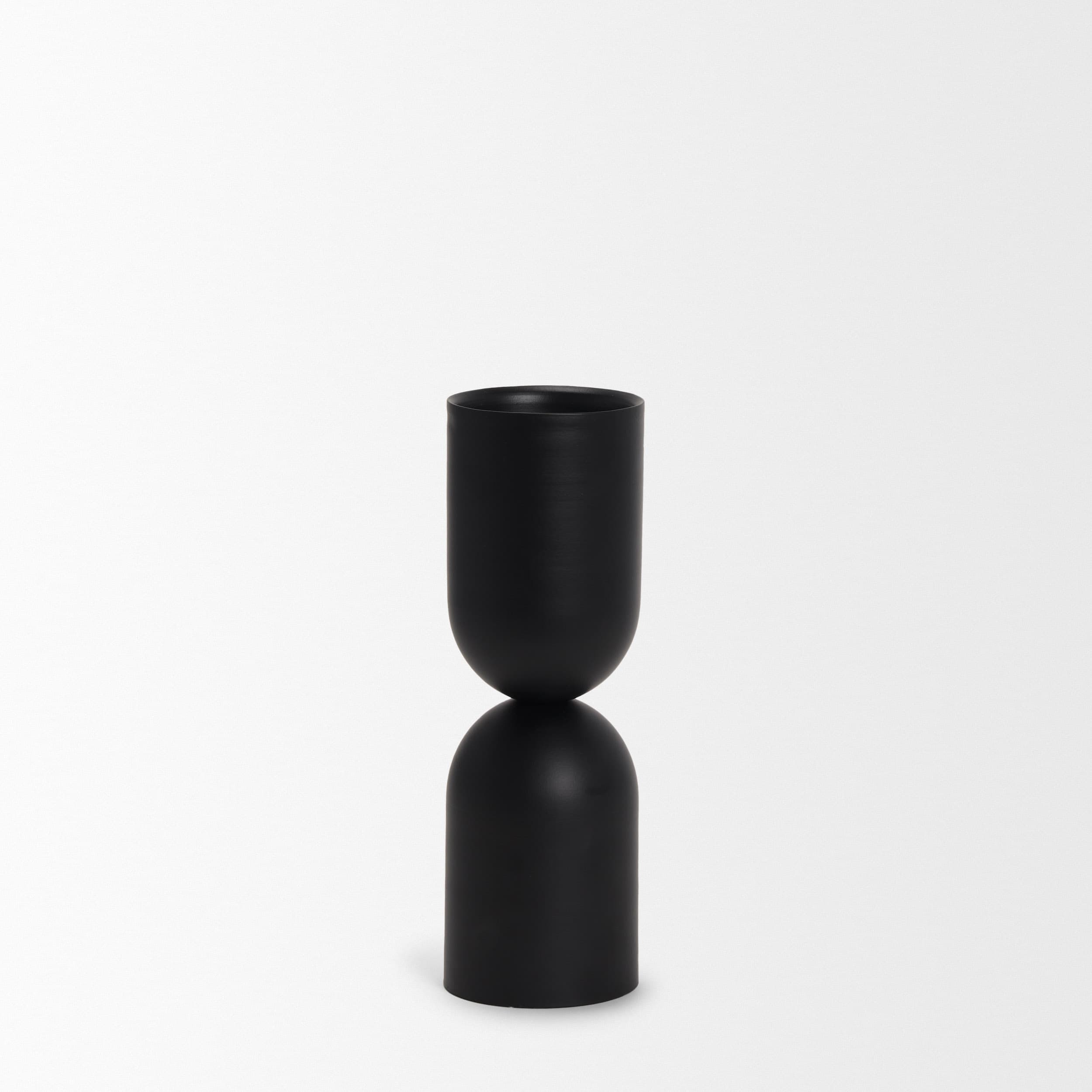 Qamra Medium Black Metal Pillar Candle Holder — product photograph
