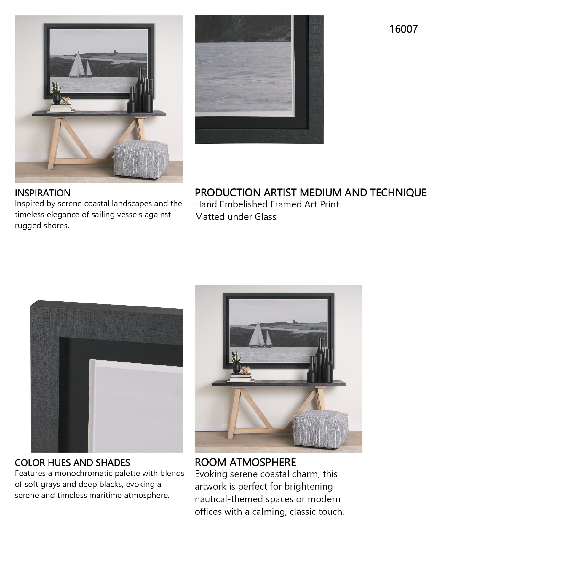 Maritime Meander by Ben Wood Hand Embelished Framed Art Print Matted under Glass — in a styled room