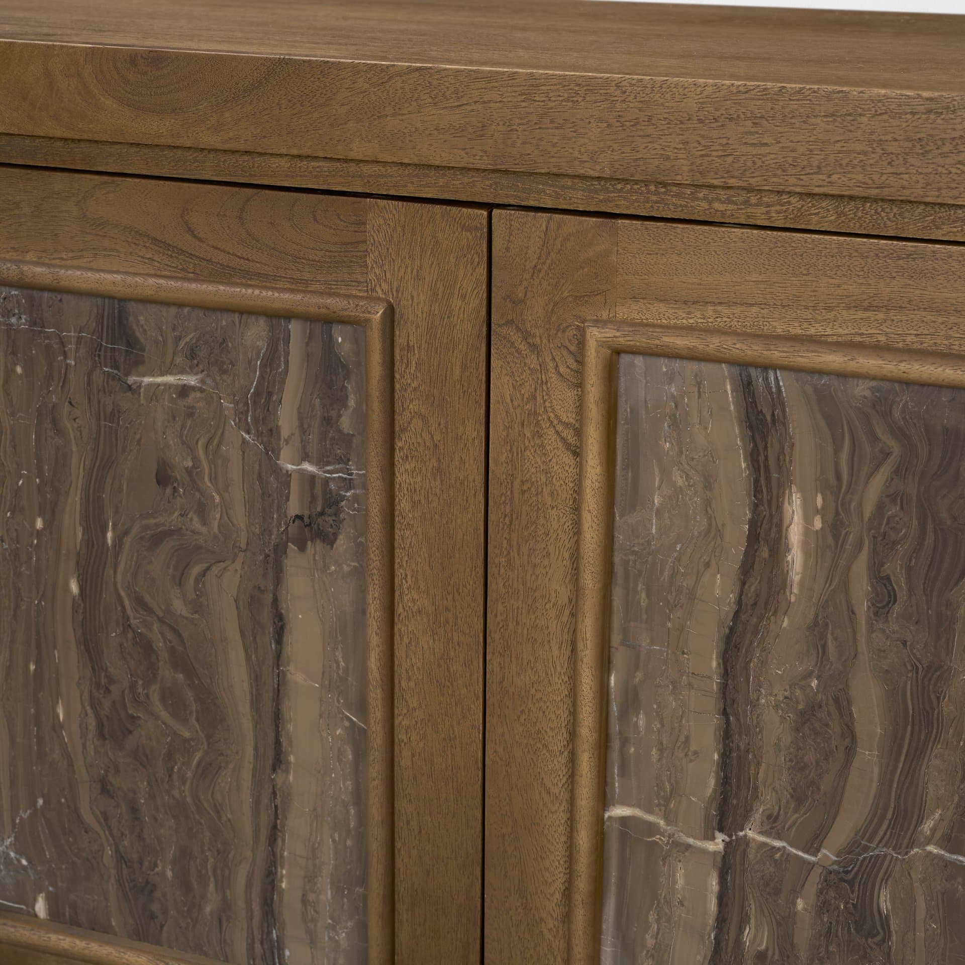 Valterra Dark Brown Wood w/ Cappuccino Marble 4 Door Sideboard — product photograph