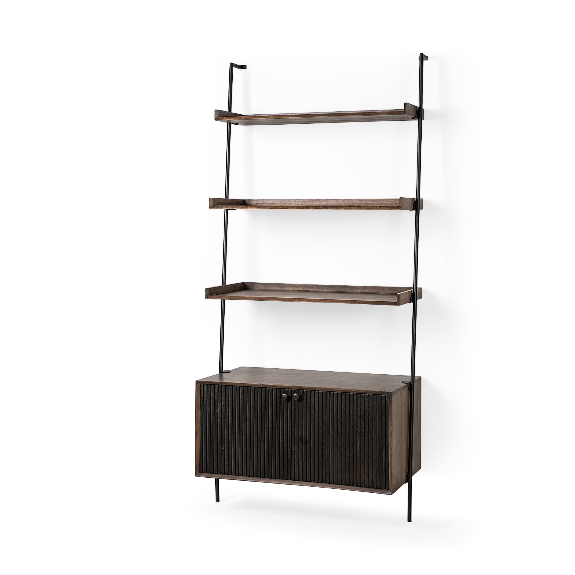 Grace 37.5L x 20W x 82H Two-Toned Brown Wood Three Shelf Shelving Unit — product photograph