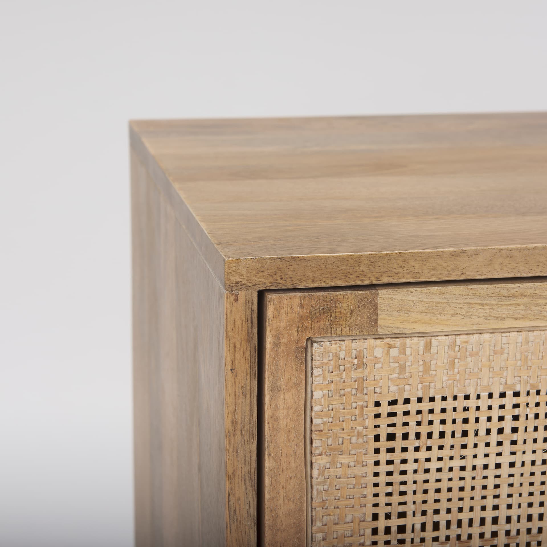 Grier 65" Light Brown Wood w/ Cane Media Console — product photograph