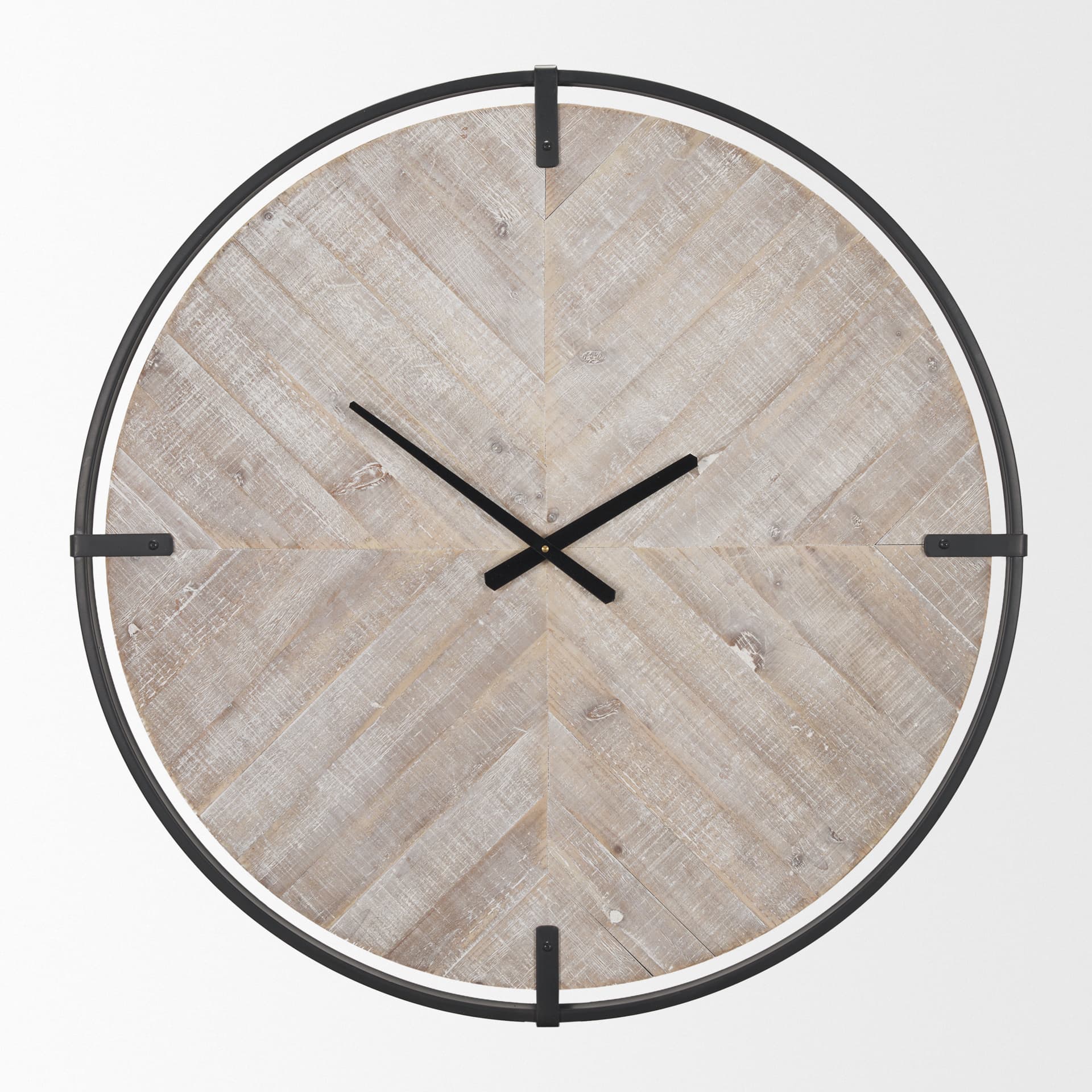 Rani Matte Black Metal w/ Wood Wall Clock — product photograph