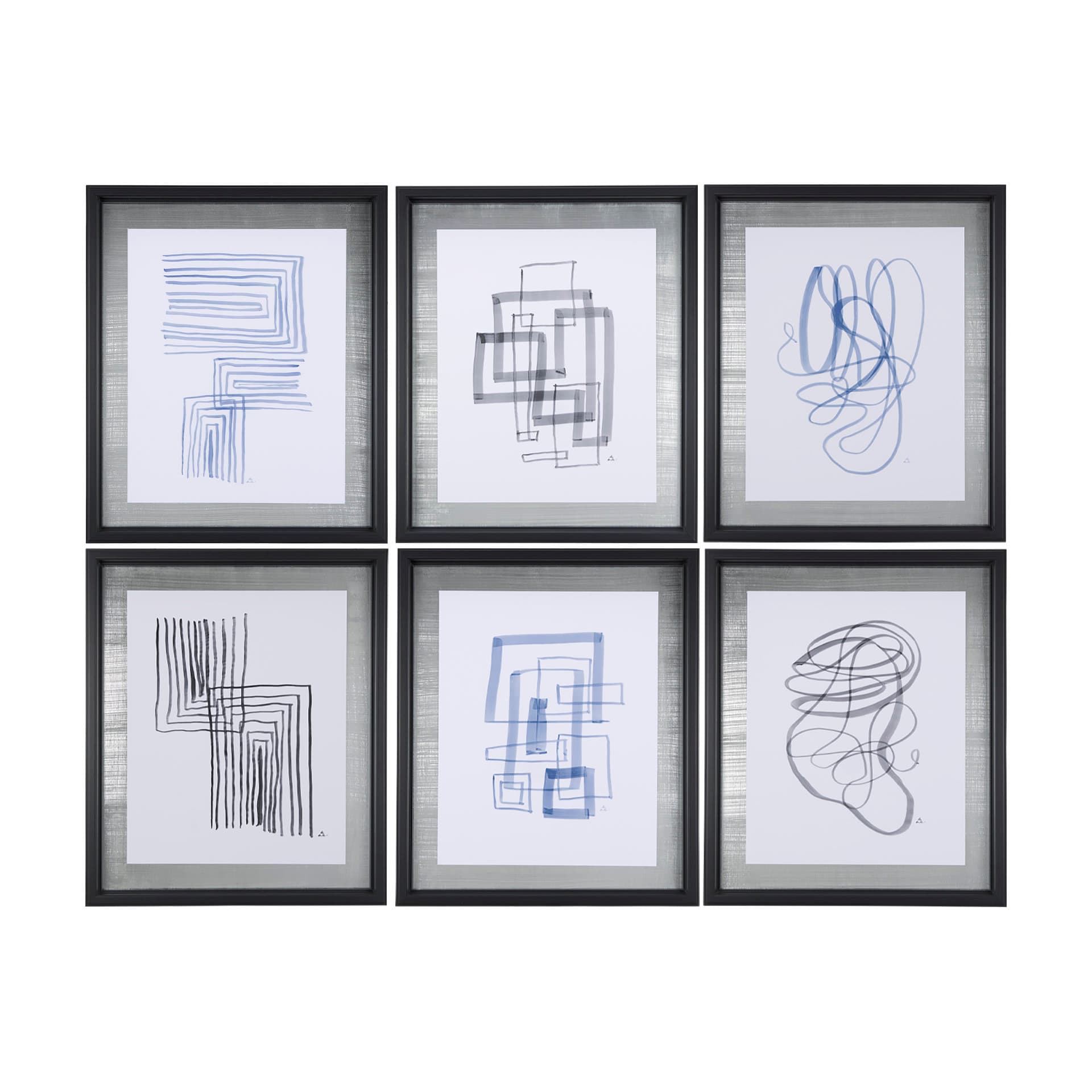 Lines I by Mercana Studio a Hand Embellished Textured Framed Art Print Matted under Glass — product photograph