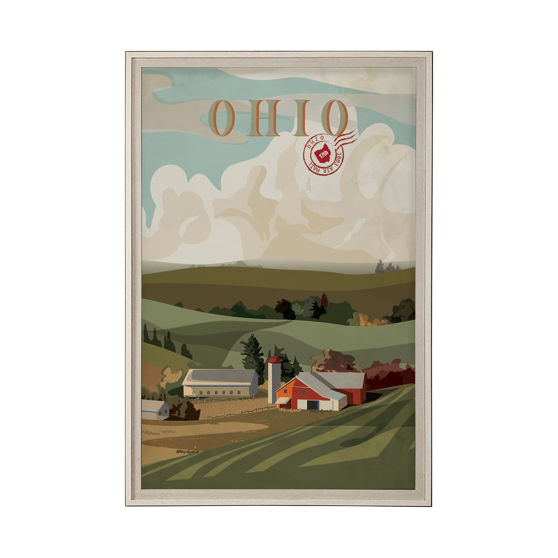 Ohio Go USA (XL) by Mercana Studio a Hand Embellished Decograph Framed Art Print under Glass — product photograph